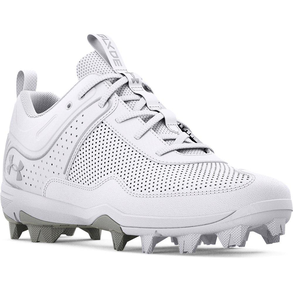 Under Armour Glyde JR "White/Silver" Preschool Girls' Softball Cleat - WHITE/SILVER Thumbnail View 3