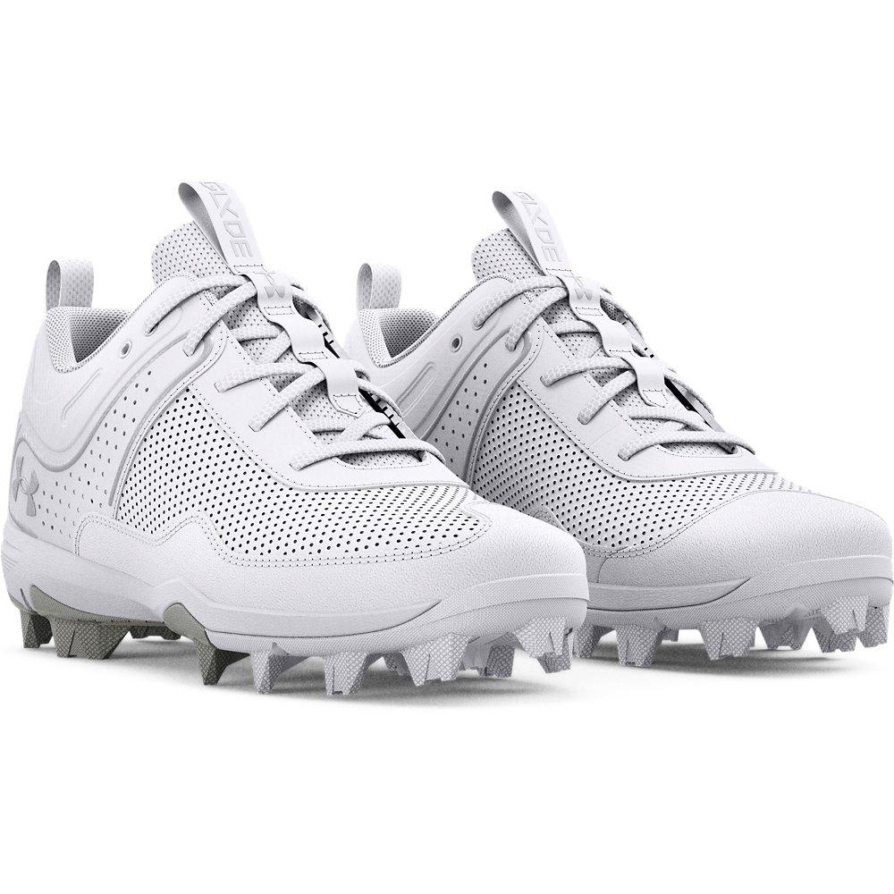 Under Armour Glyde JR "White/Silver" Preschool Girls' Softball Cleat - WHITE/SILVER Thumbnail View 5
