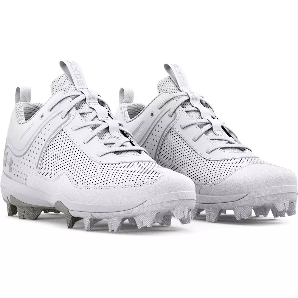 Under Armour Glyde JR "White/Silver" Preschool Girls' Softball Cleat - WHITE/SILVER