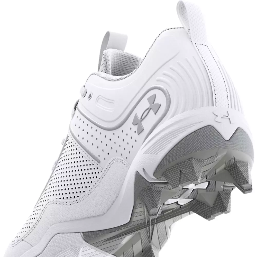 Under Armour Glyde JR "White/Silver" Preschool Girls' Softball Cleat - WHITE/SILVER