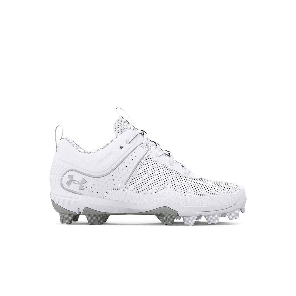Under Armour Glyde JR "White/Silver" Preschool Girls' Softball Cleat - WHITE/SILVER Thumbnail View 1