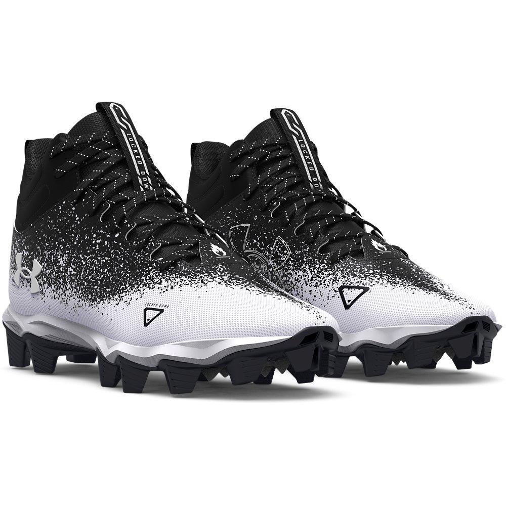 Under Armour Spotlight RM 2.0 "Black/White" Grade School Boys' Football Cleat - BLACK/WHITE Thumbnail View 3