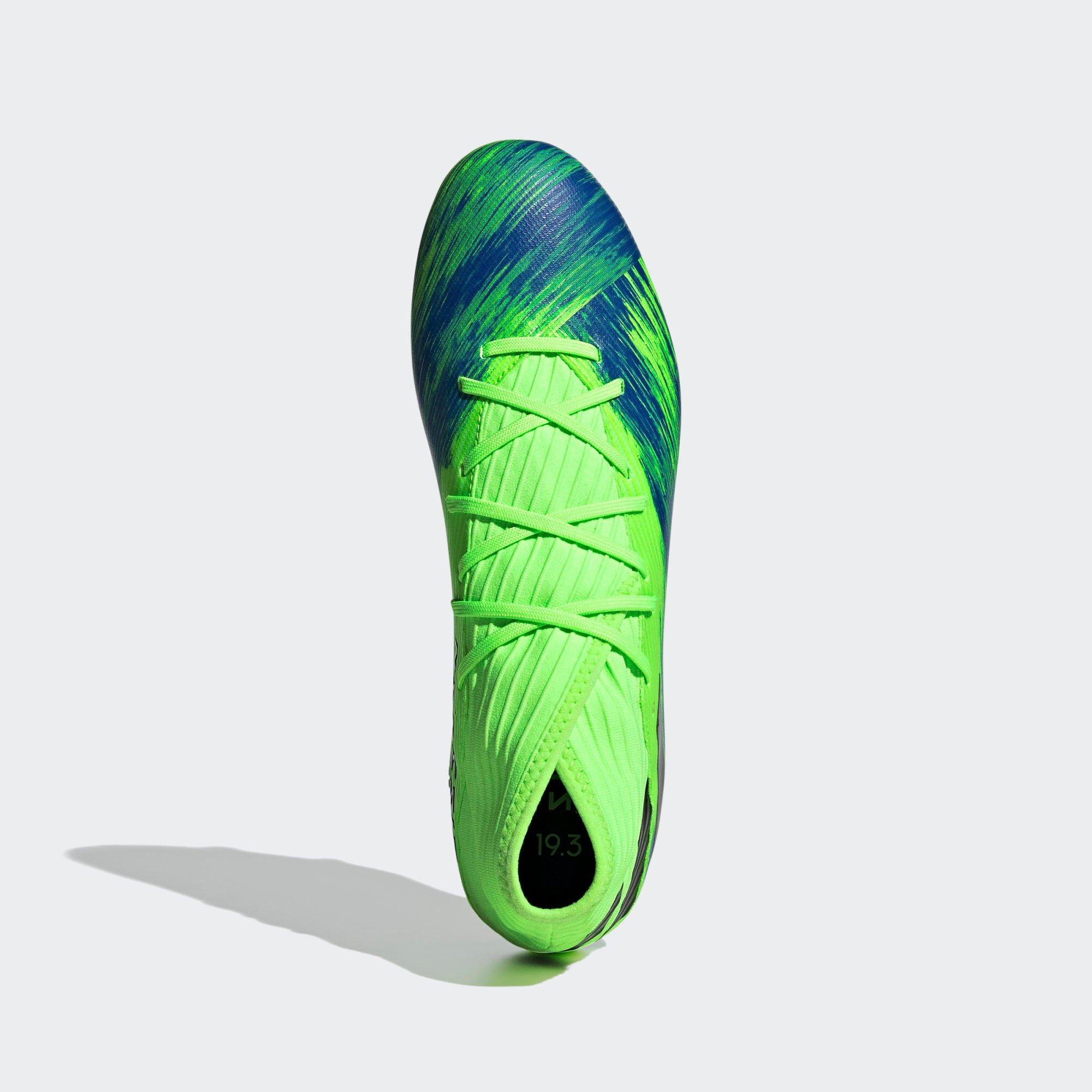 Adidas Nemeziz 19.3 FG Soccer Cleats FV3988 Signal Green Blue Men's 9 ...