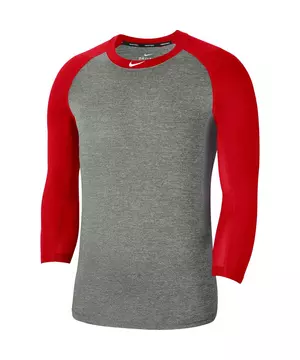 Nike Men's Pro Dri-FIT 3/4 Sleeve Baseball Tee - Grey/Red - Hibbett
