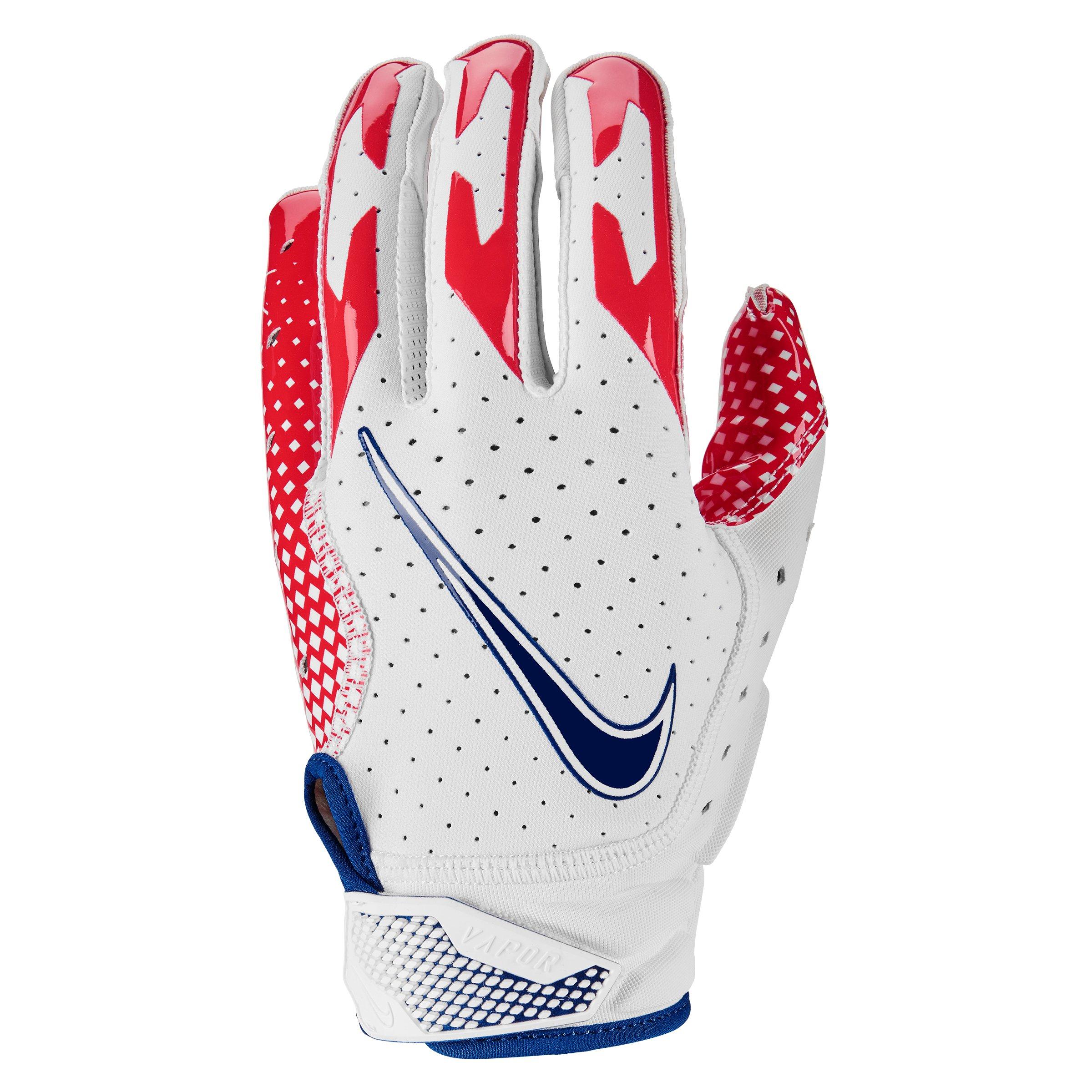 Red and white 2024 nike football gloves