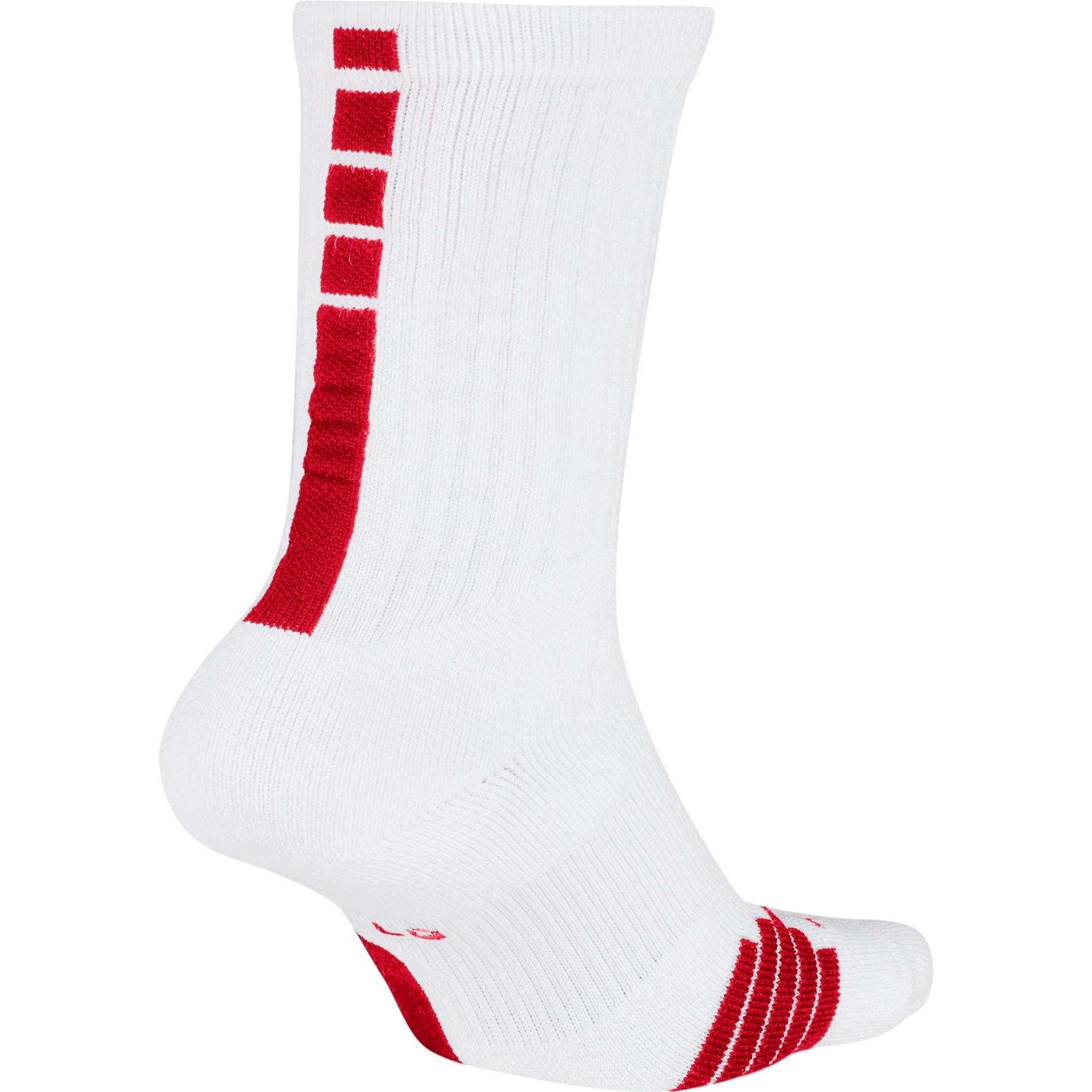 Nike Elite Unisex White/Red Crew Basketball Socks