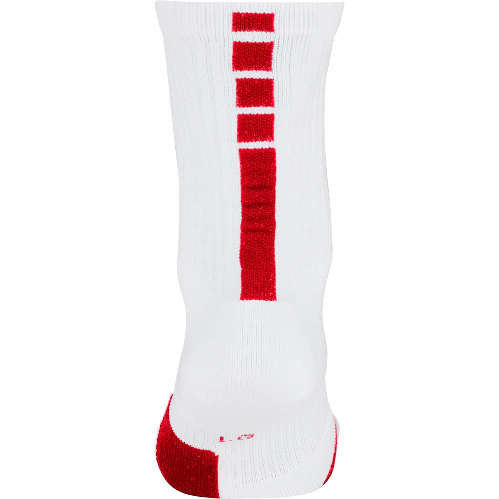 Nike Elite Unisex Crew Basketball Socks - White/Red - Hibbett