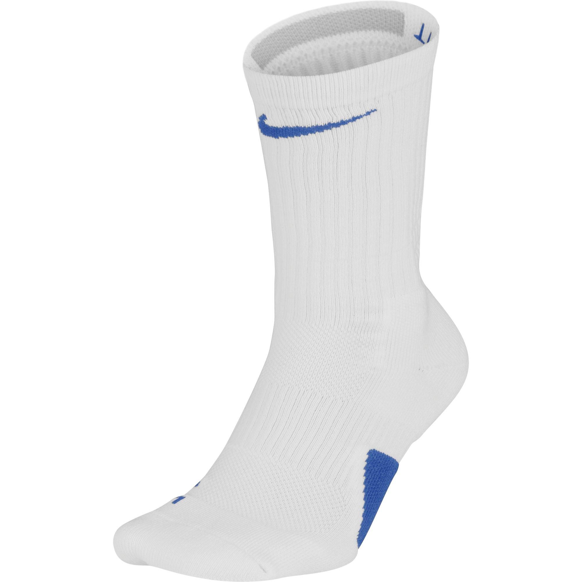 Nike Elite Unisex Crew Basketball Socks - White/Royal - Hibbett