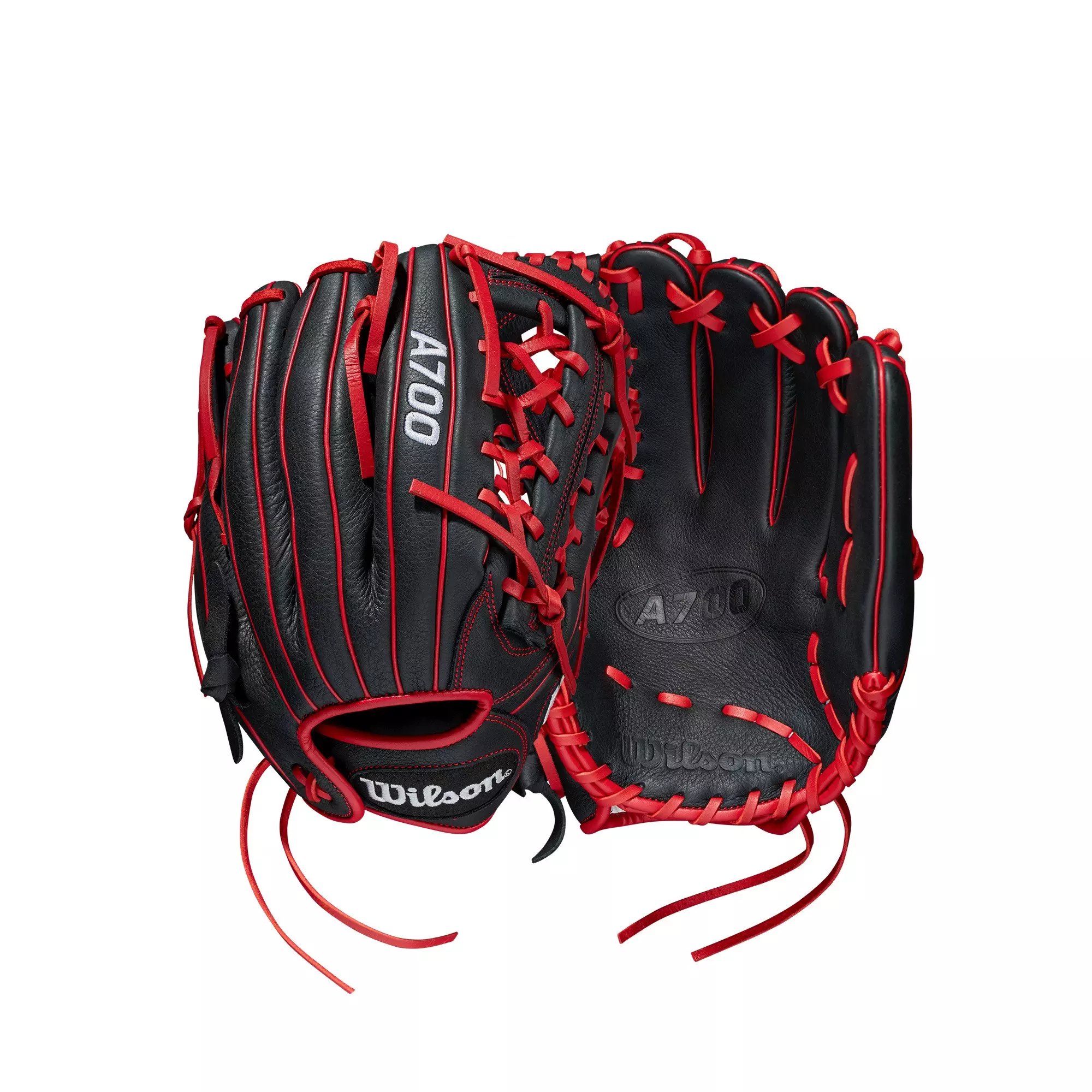 Wilson Youth A700 12" Baseball Outfield Glove 2022 - BLACK/RED