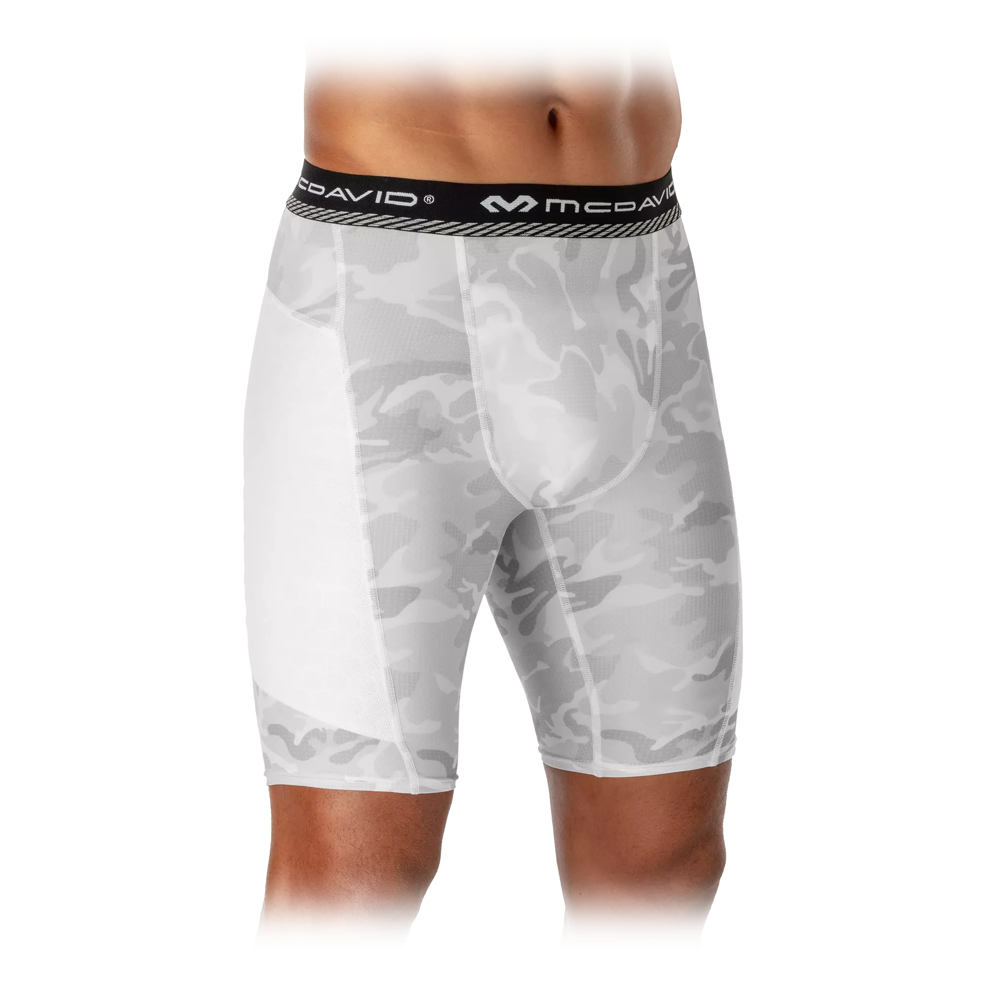 McDavid Compression Short with Cup Pocket (White, Small) : :  Clothing, Shoes & Accessories