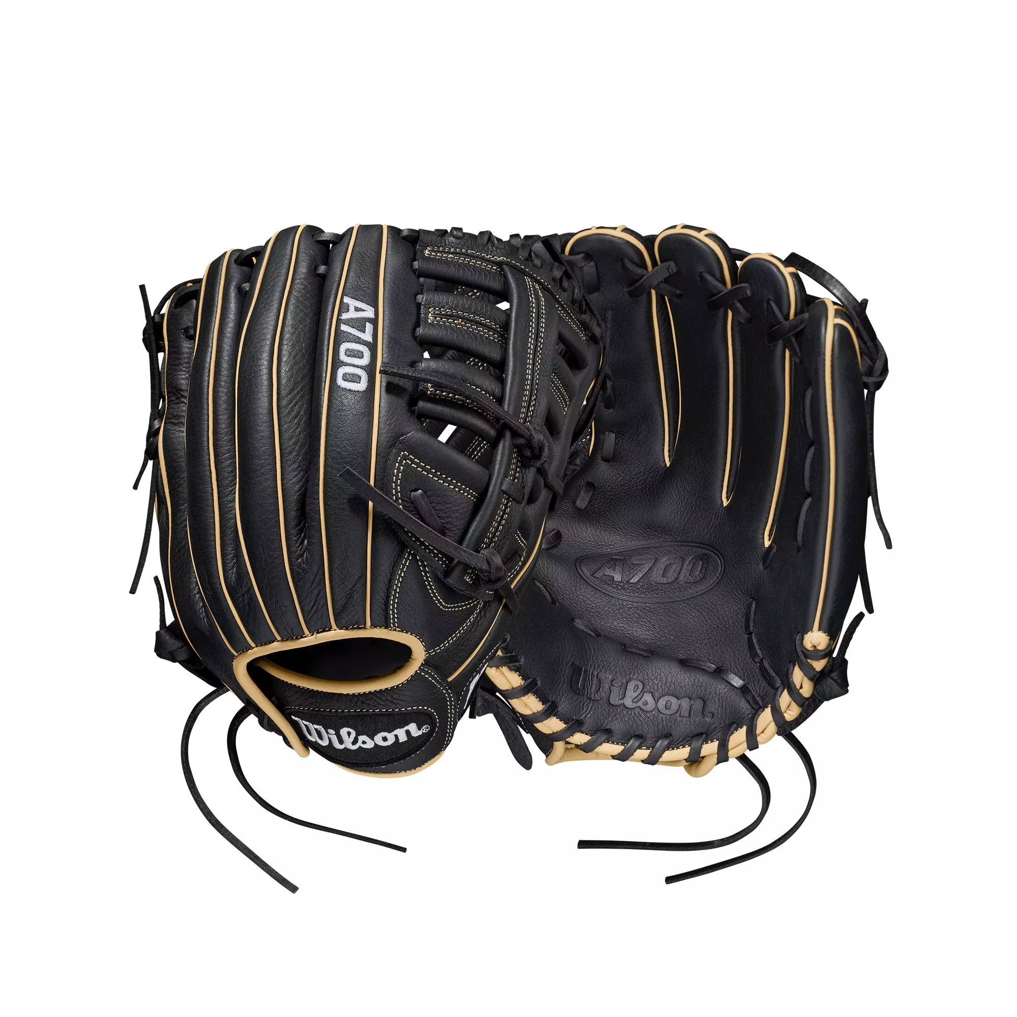 Wilson A700 12.5" Black/Tan Outfield Baseball Glove 2022 - BLACK/TAN