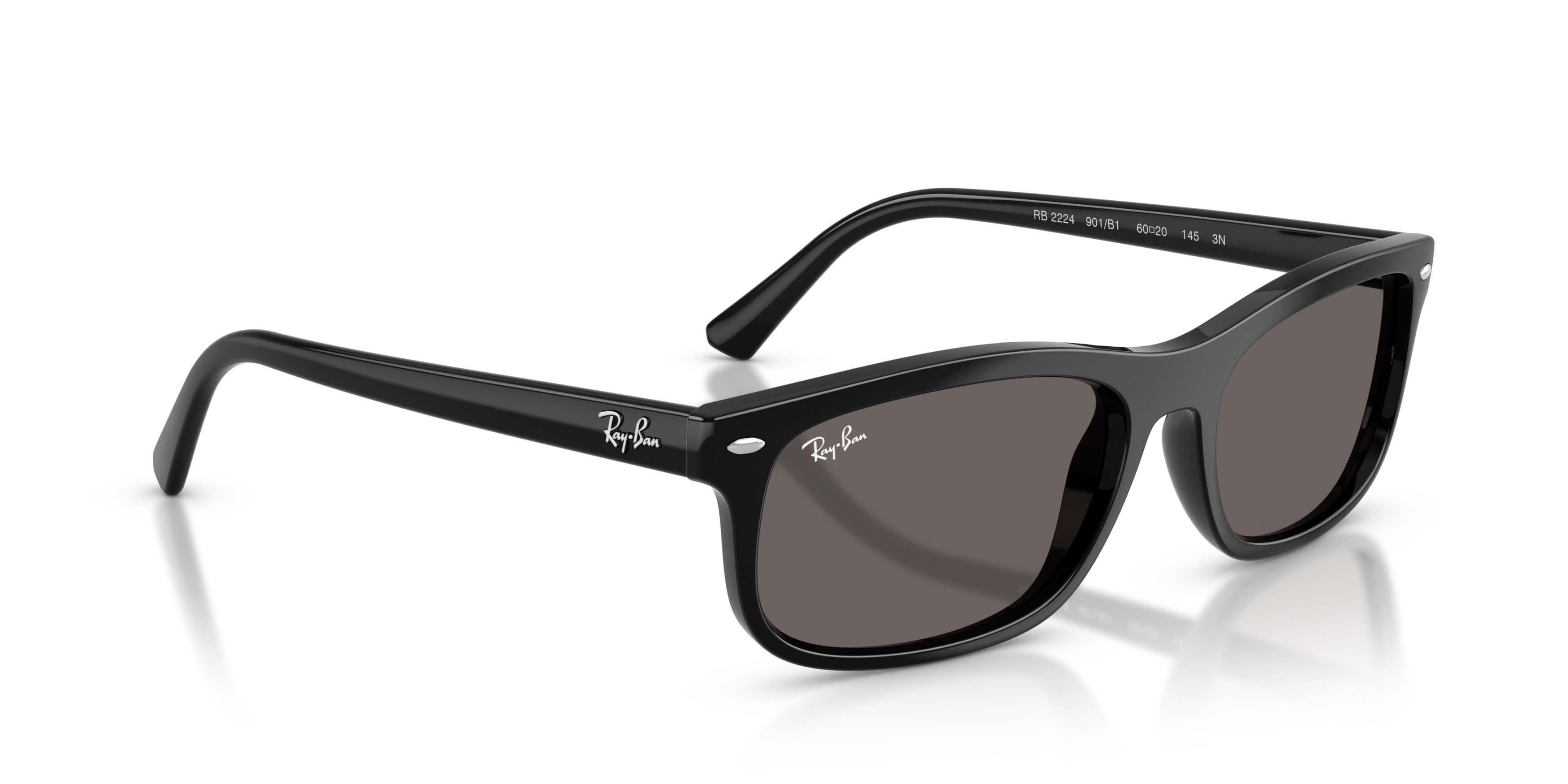 Ray-Ban RB2224 Dark Grey Sunglasses &ndash; Polished Black - BLACK/GREY Thumbnail View 3