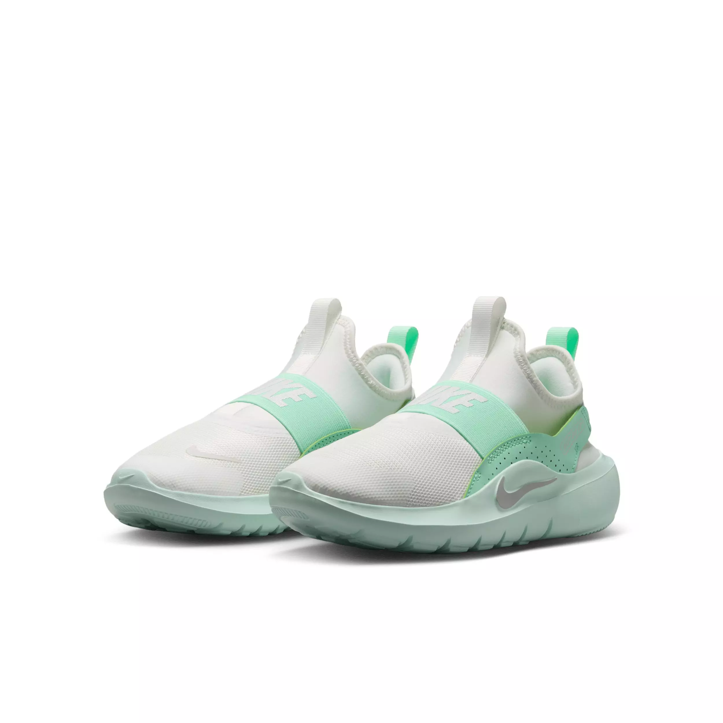 Nike Flex Runner 4 "Summit White/Arctic Green/Barely Green/Dust" Grade School Girls' Running Shoe - WHITE/GREEN/GREEN/DUST
