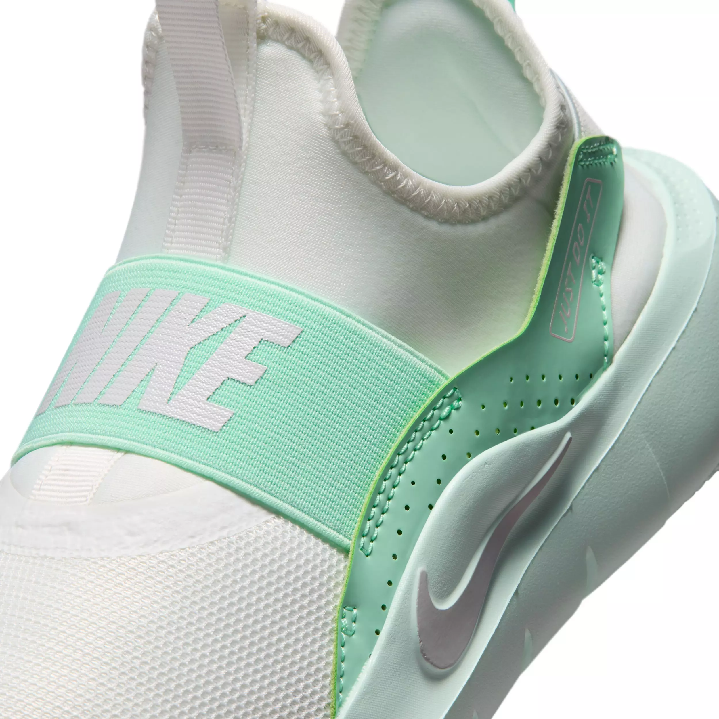 Nike Flex Runner 4 "Summit White/Arctic Green/Barely Green/Dust" Grade School Girls' Running Shoe - WHITE/GREEN/GREEN/DUST