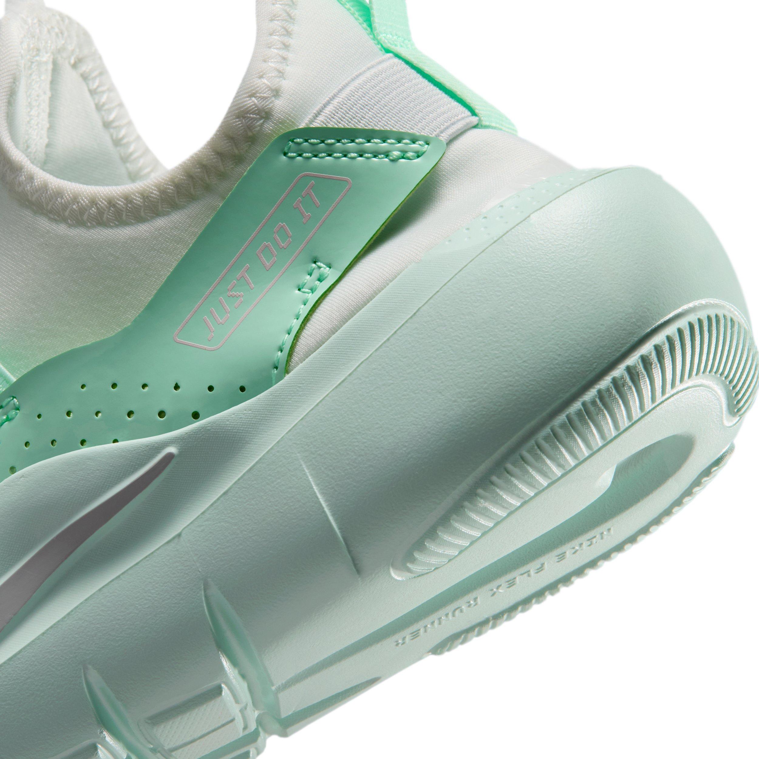 Nike Flex Runner 4 "Summit White/Arctic Green/Barely Green/Dust" Grade School Girls' Running Shoe - WHITE/GREEN/GREEN/DUST