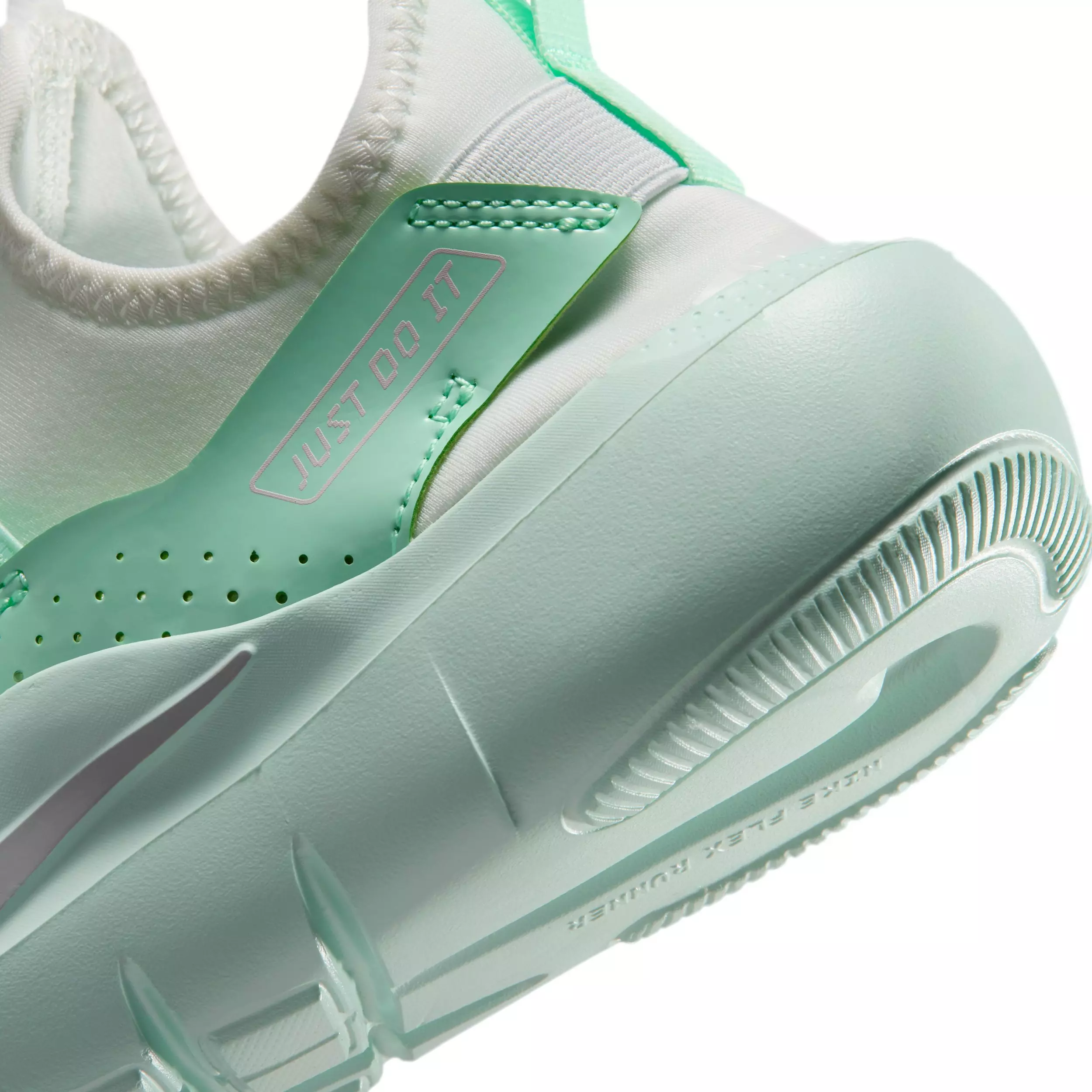 Nike Flex Runner 4 "Summit White/Arctic Green/Barely Green/Dust" Grade School Girls' Running Shoe - WHITE/GREEN/GREEN/DUST