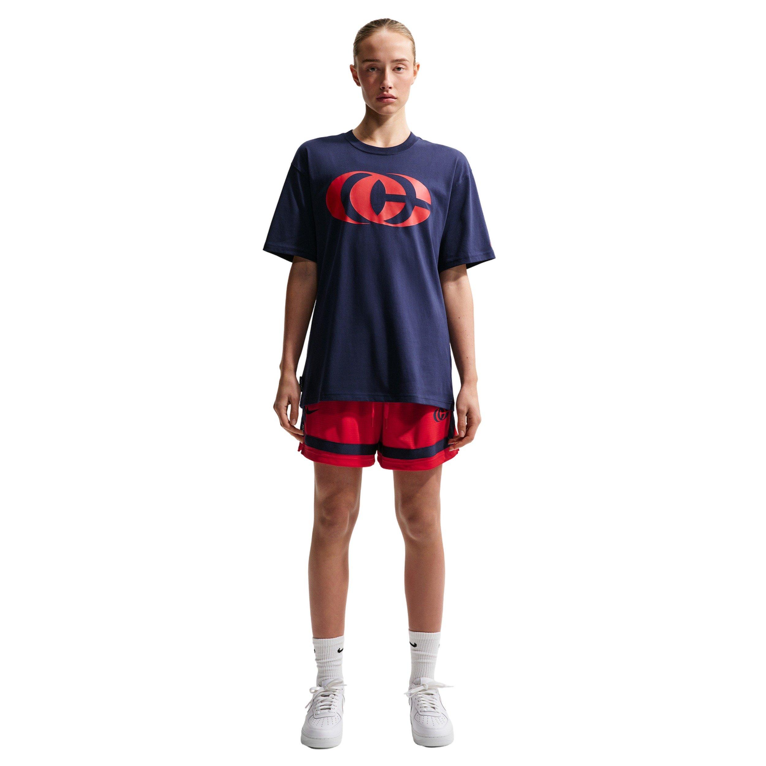 Nike Women's Caitlin Clark Crossover Dri-FIT 5" Basketball Shorts - Red/Navy - RED/NAVY Thumbnail View 4
