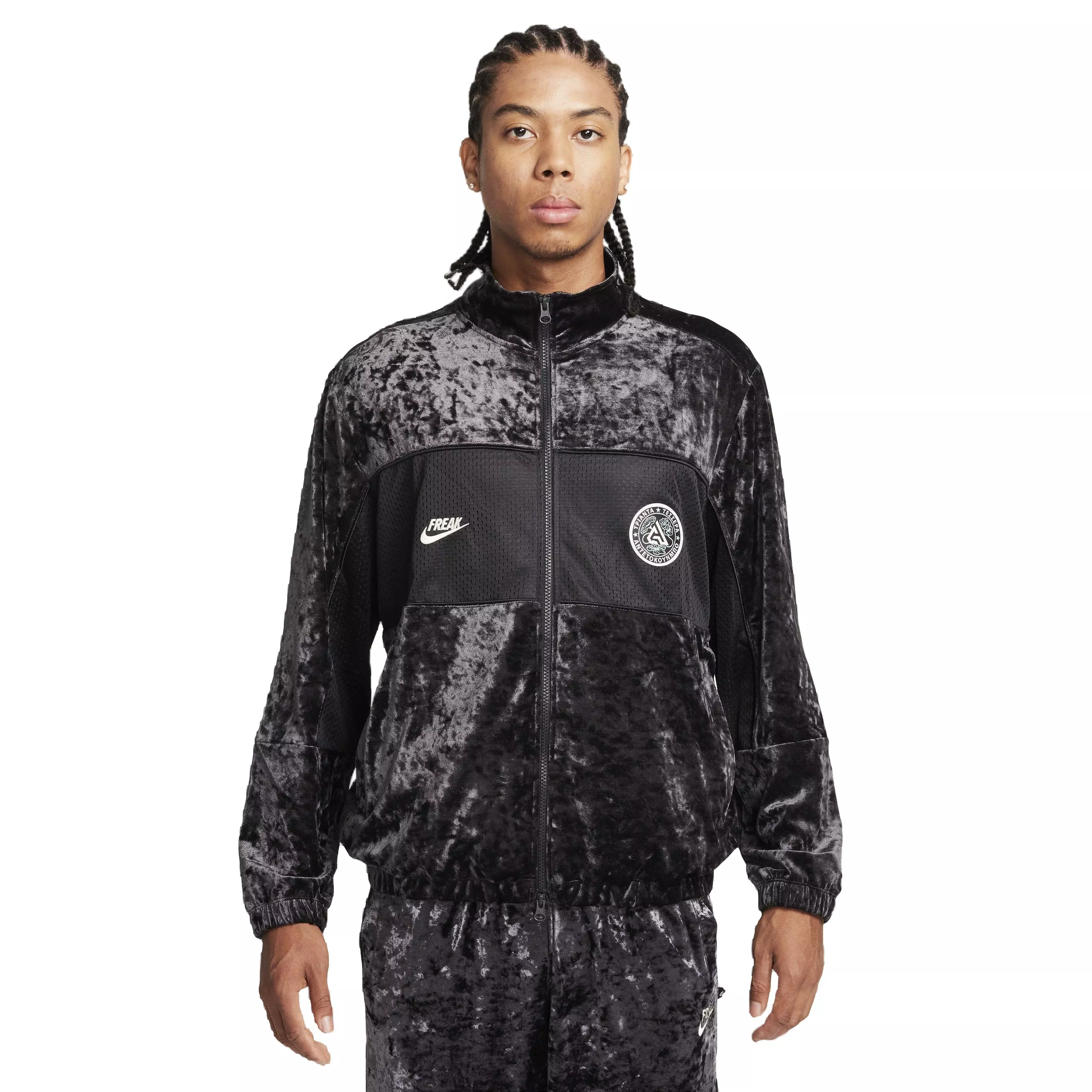Nike Men's Giannis Velour Full-Zip Jacket - BLACK
