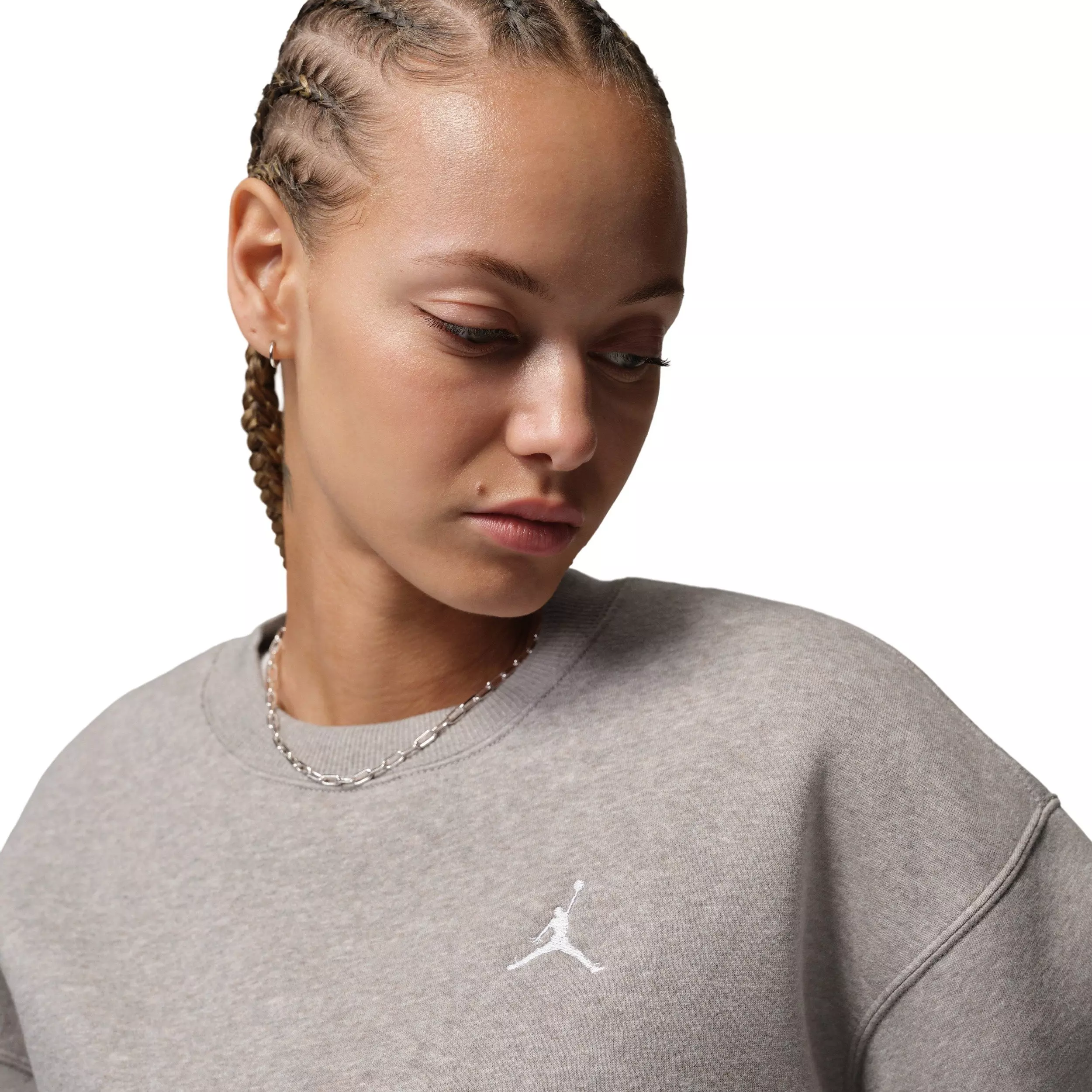 Jordan Women's Brooklyn Fleece Crew-Neck Sweatshirt - Stone - STONE