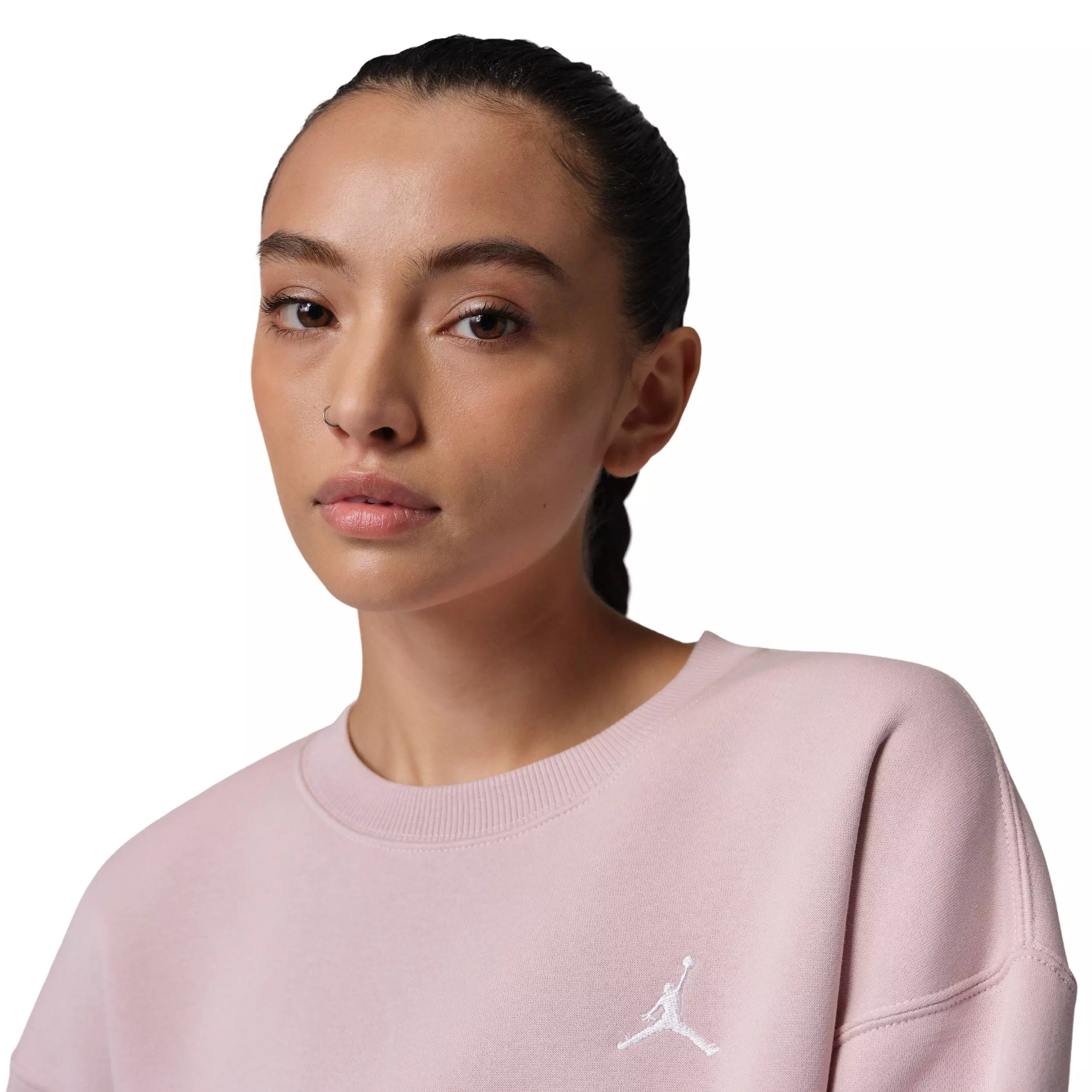 Jordan Women's Brooklyn Fleece Crew-Neck Sweatshirt -Rose - ROSE