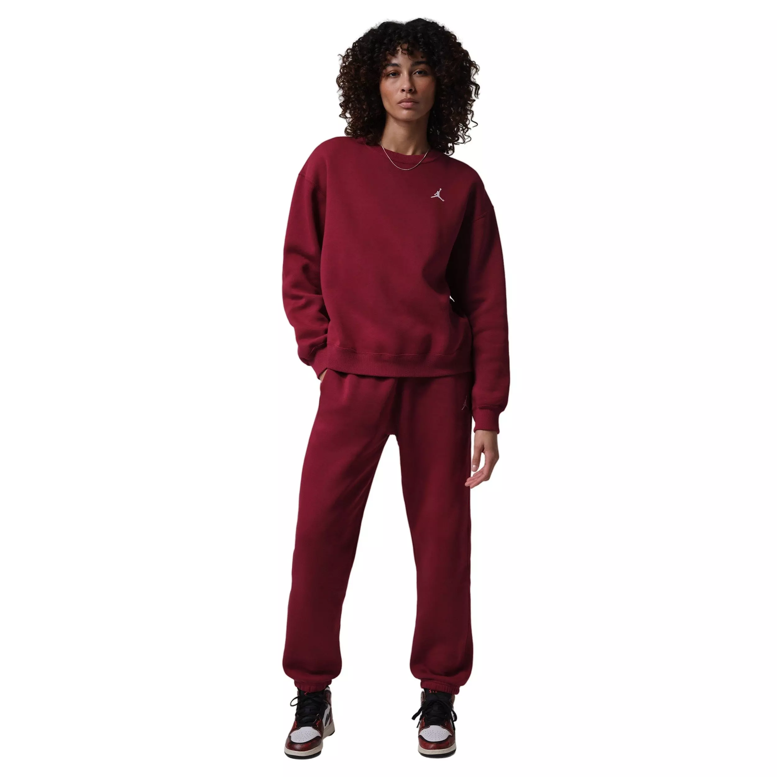 Jordan Women's Brooklyn Fleece Crew-Neck Sweatshirt -Red - RED