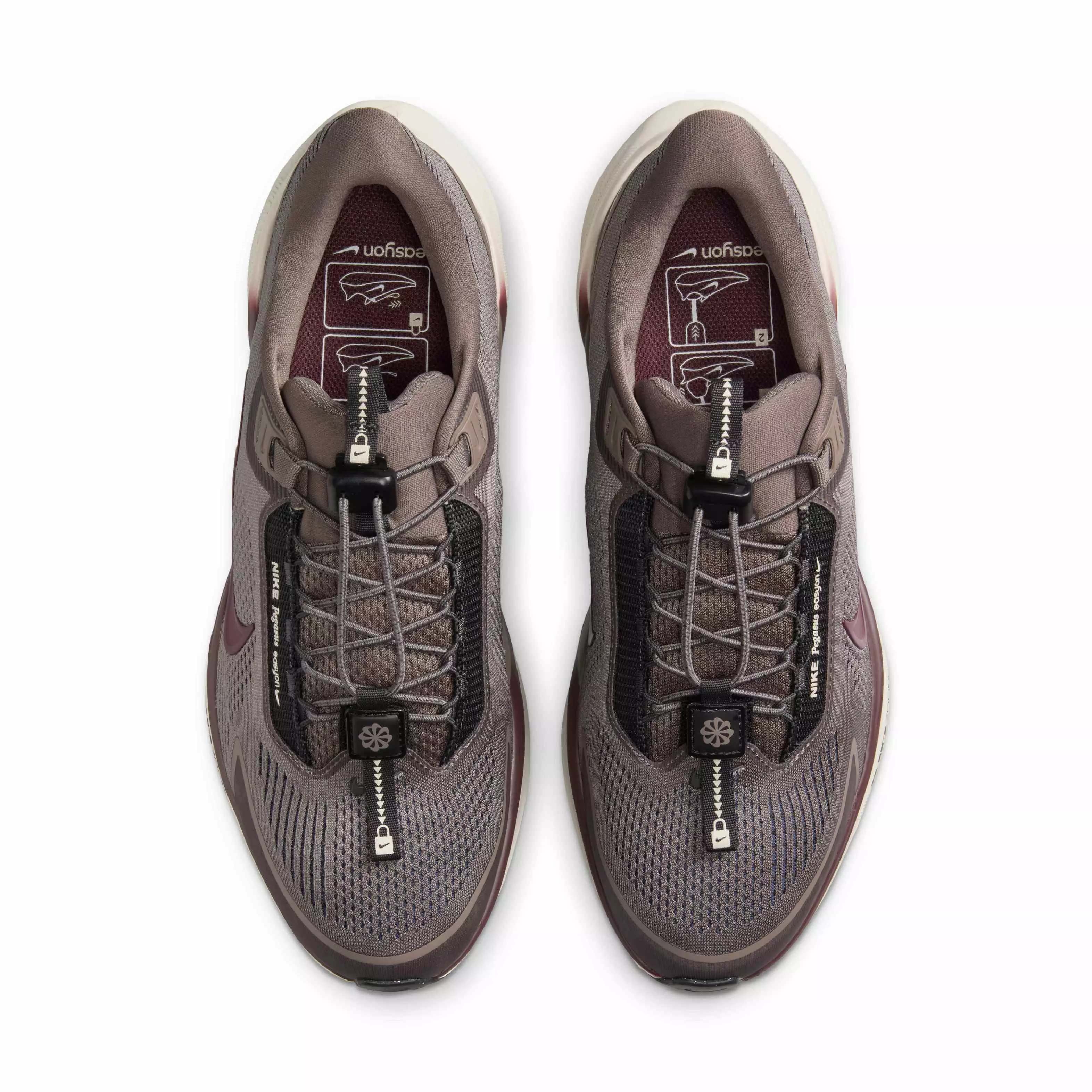 Nike Pegasus EasyOn "Cave Stone/Dark Smoke Grey/Lt Brown/Burgundy Crush" Men's Running Shoe - STONE/DK GREY/LT BROWN/BURGUNDY