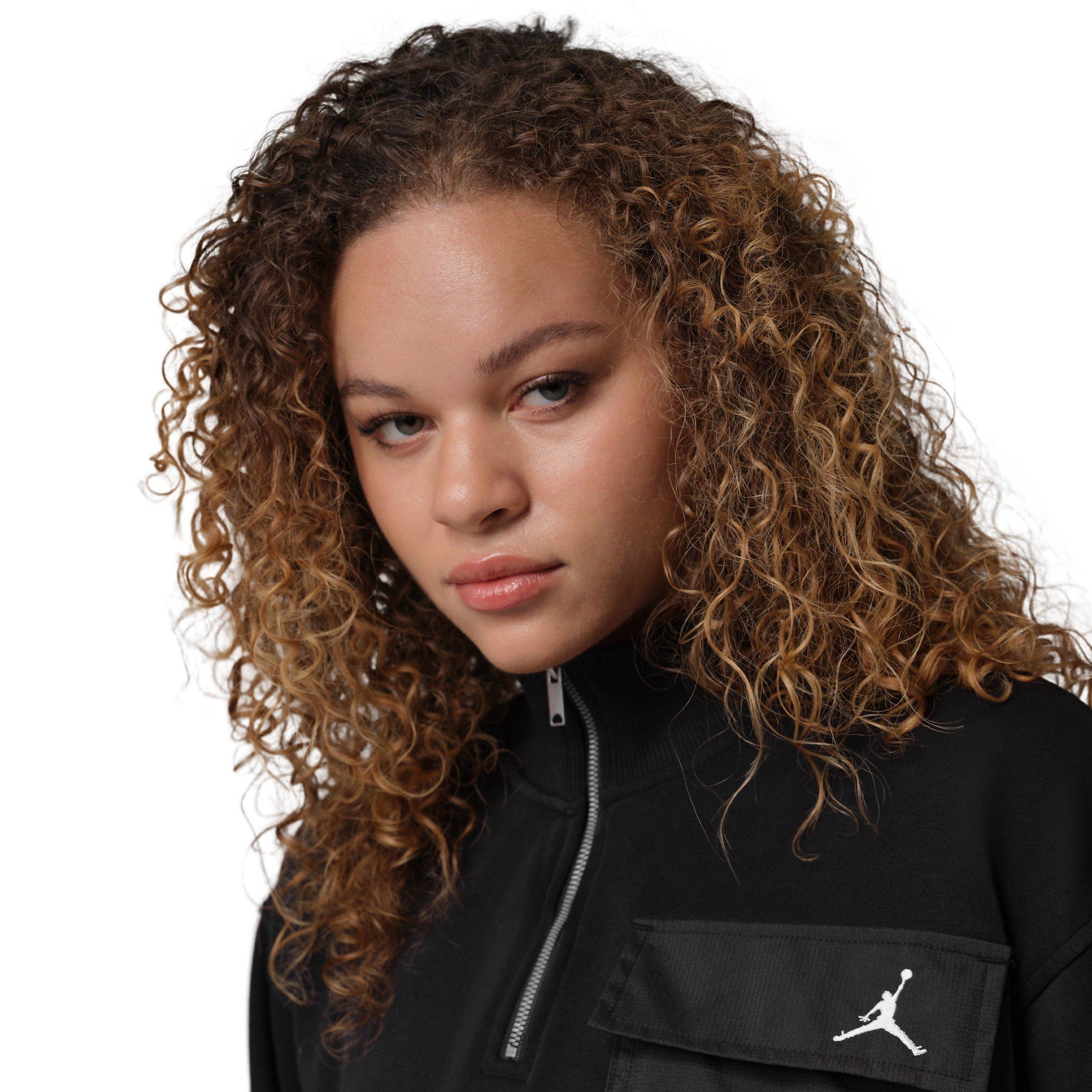 Jordan Women's Brooklyn Fleece 1/4-Zip Hike Mike Top - Black - BLACK Thumbnail View 3