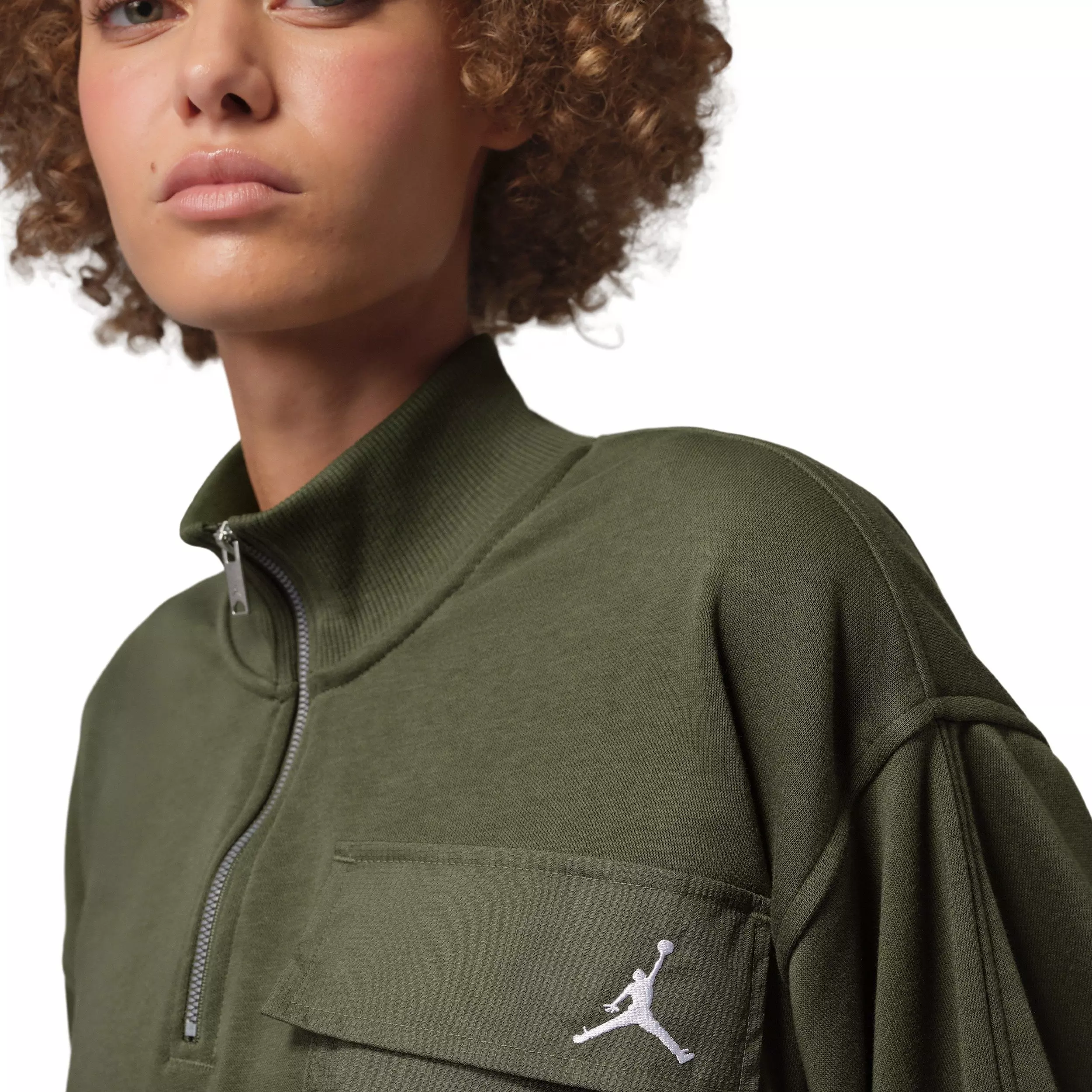 Jordan Women's Brooklyn Fleece 1/4-Zip Hike Mike Top -Green - GREEN