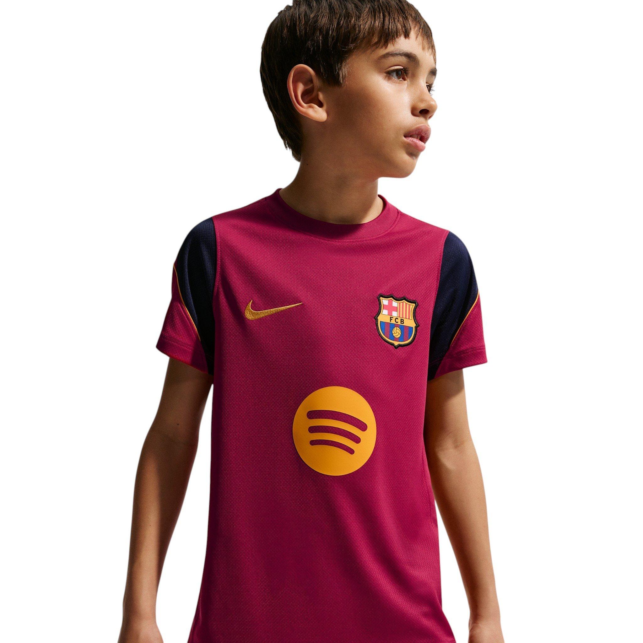 Nike Big Kids' FC Barcelona Strike Soccer Dri-FIT Short Sleeve Top - Red - RED