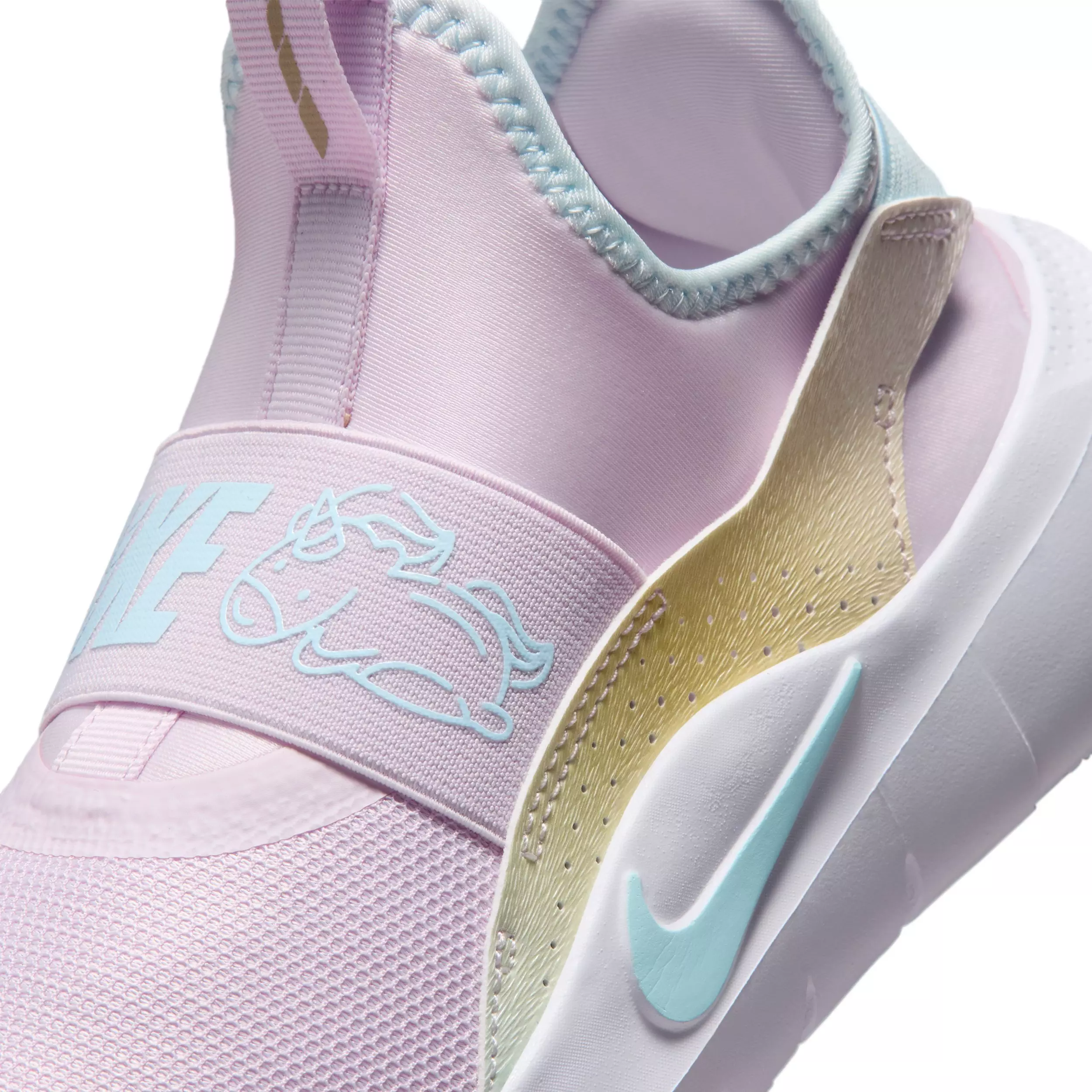 Nike Flex Runner 4 "Bleached Lilac/White/Glacier Blue" Grade School Girls' Running Shoe - LILAC/WHITE/BLUE