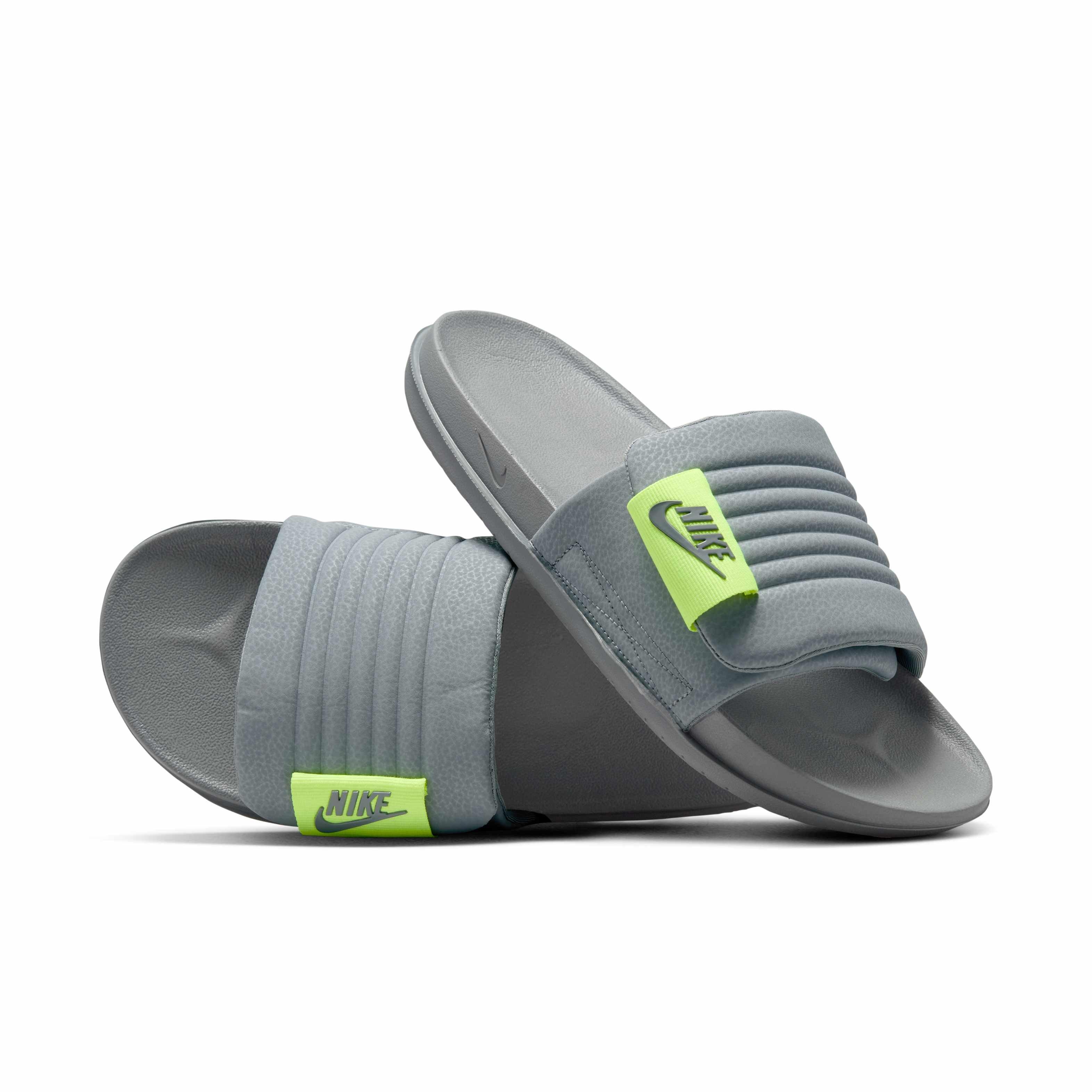Nike Offcourt Adjust "Cool Grey/Volt/Cool Grey" Men's Slide - GREY/VOLT/GREY Thumbnail View 3