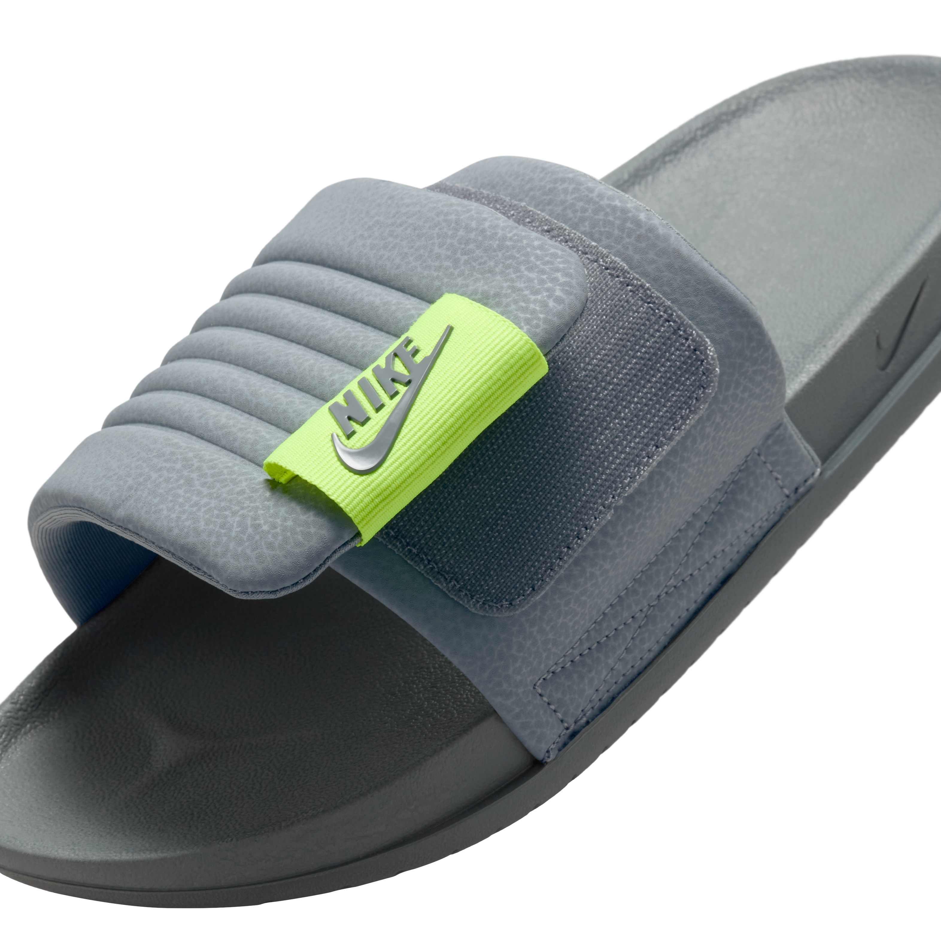 Nike Offcourt Adjust "Cool Grey/Volt/Cool Grey" Men's Slide - GREY/VOLT/GREY Thumbnail View 6