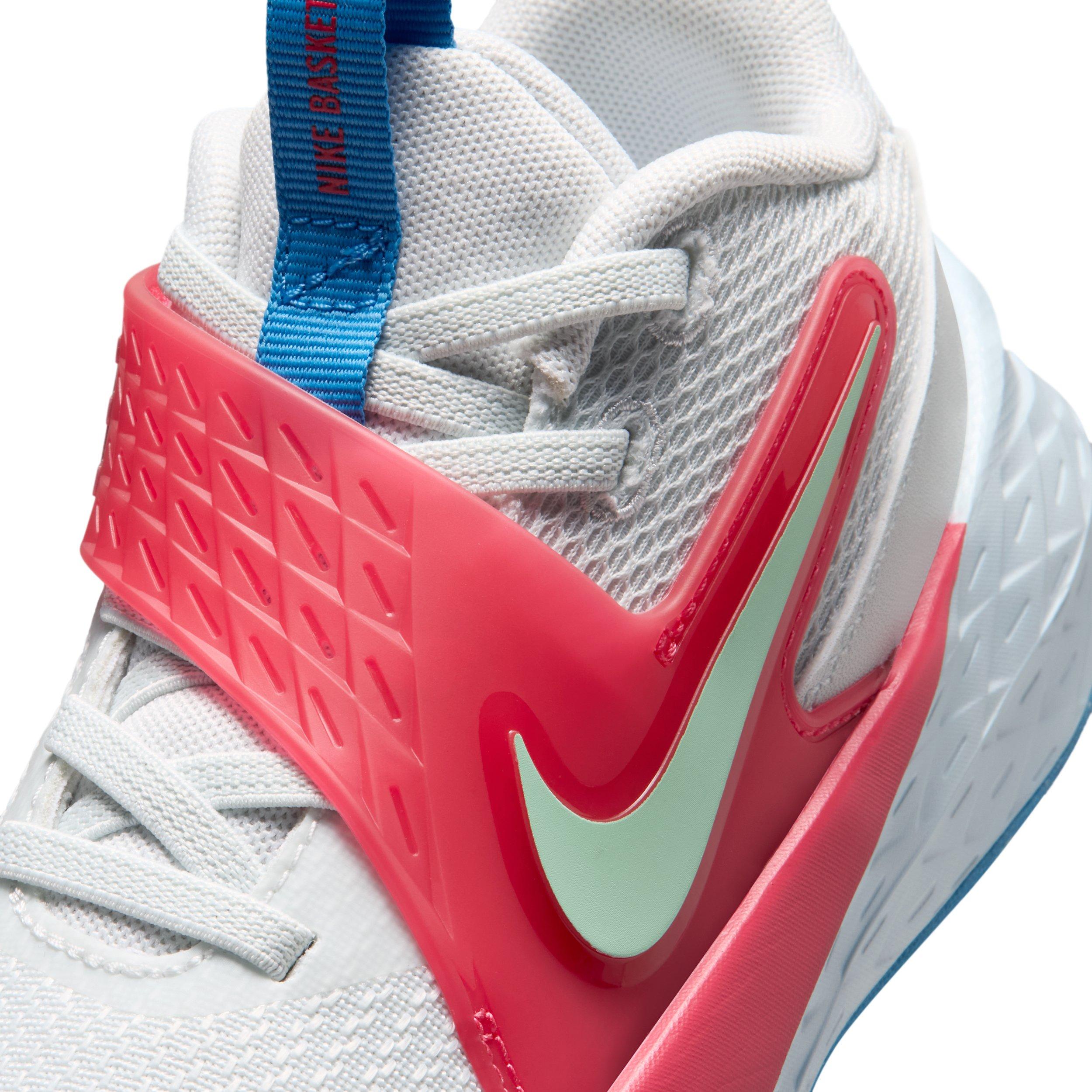 Nike Team Hustle D 12 "Off White/Aurora Blue/Pink/Arctic Green" Preschool Boys' Basketball Shoe - OFF WHITE/BLUE/PINK/GREEN