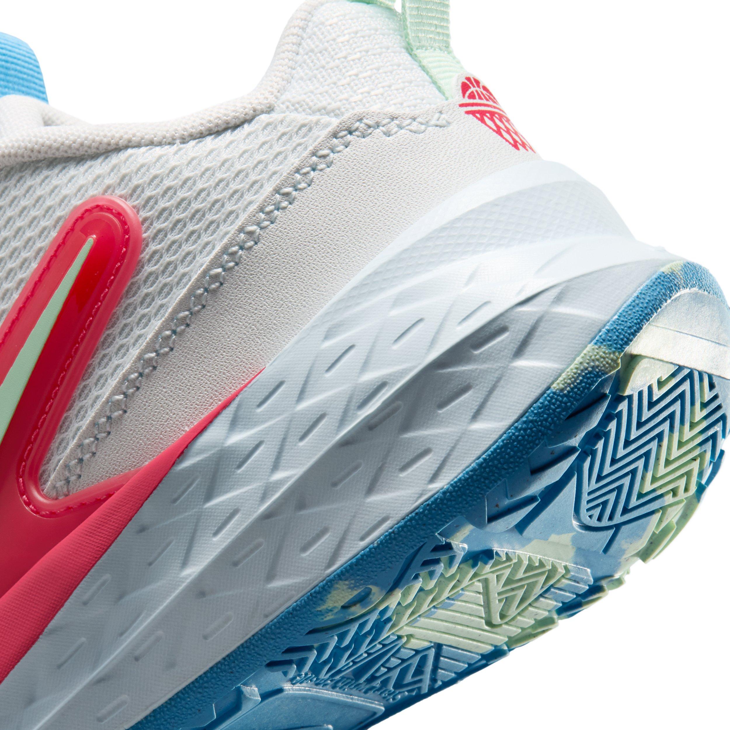 Nike Team Hustle D 12 "Off White/Aurora Blue/Pink/Arctic Green" Preschool Boys' Basketball Shoe - OFF WHITE/BLUE/PINK/GREEN
