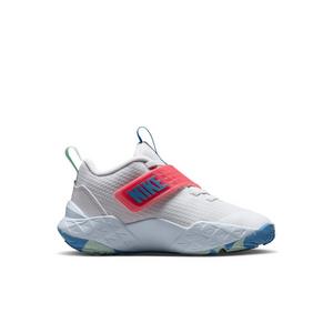 Nike Team Hustle D 12 "Off White/Aurora Blue/Pink/Arctic Green" Preschool Boys' Basketball Shoe - OFF WHITE/BLUE/PINK/GREEN