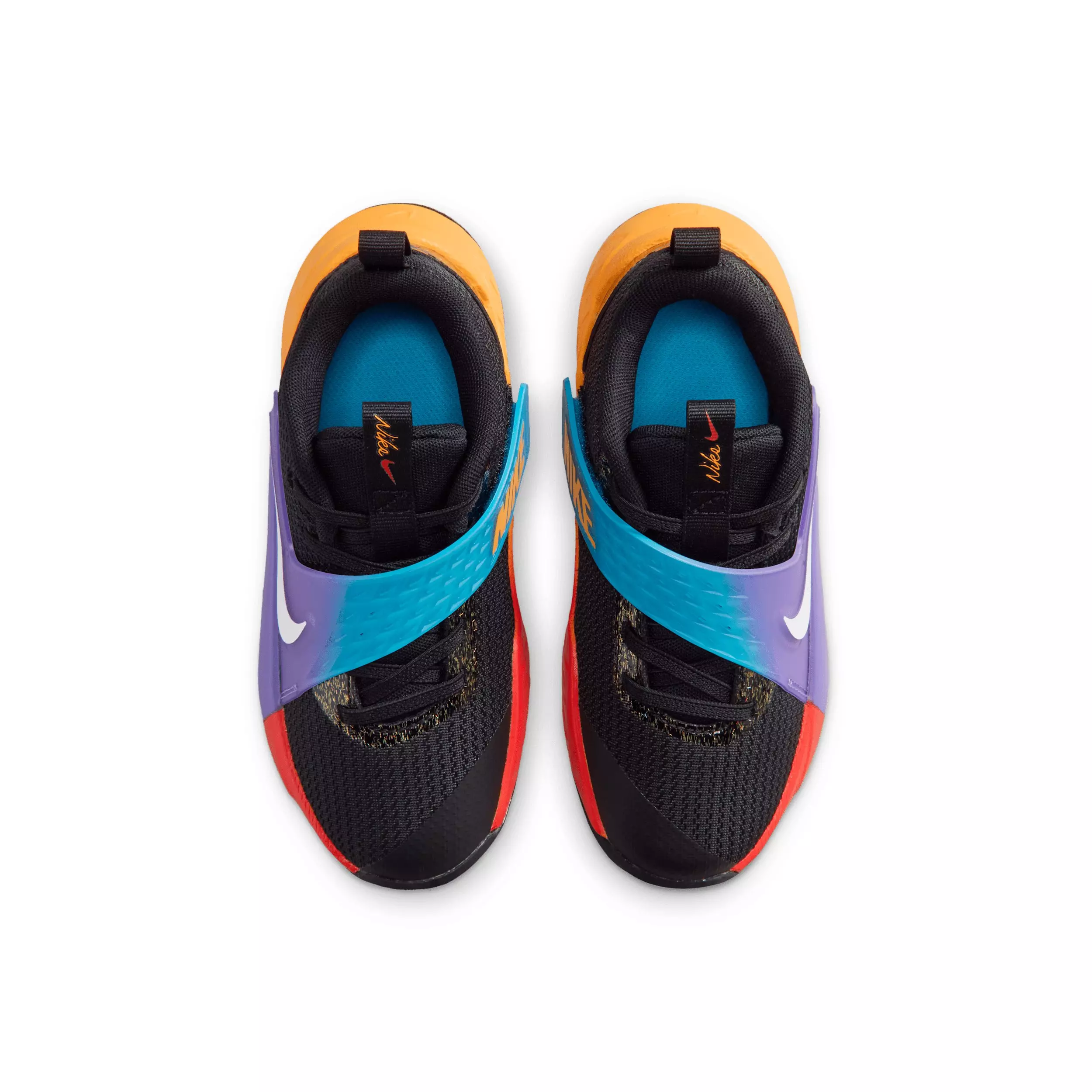 Nike Team Hustle D 12 "Black/Laser Orange/Action Grape/White" Preschool Boys' Basketball Shoe - BLACK/ORANGE/GRAPE/WHITE