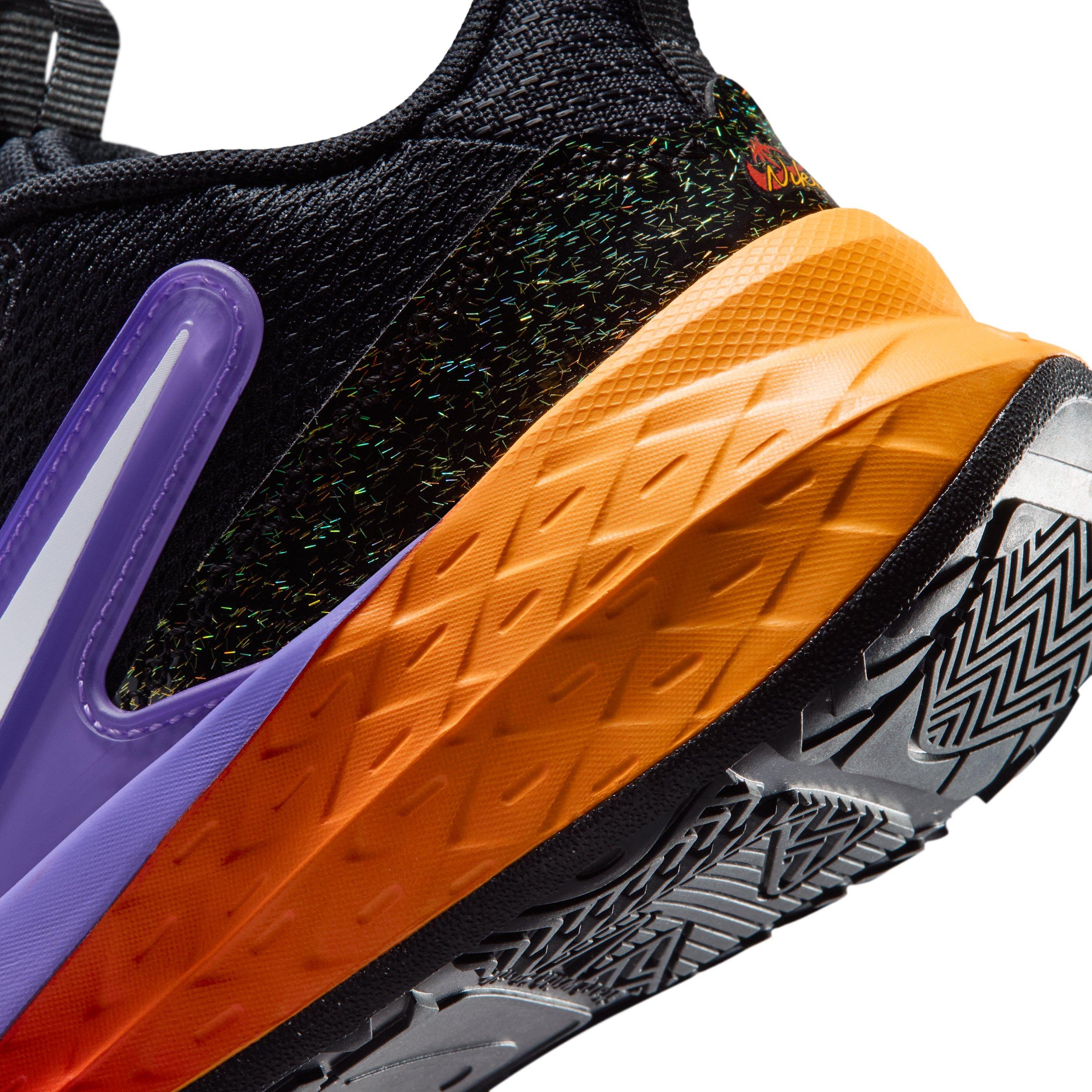 Nike Team Hustle D 12 "Black/Laser Orange/Action Grape/White" Preschool Boys' Basketball Shoe - BLACK/ORANGE/GRAPE/WHITE