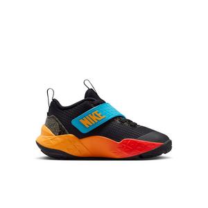 Nike Team Hustle D 12 "Black/Laser Orange/Action Grape/White" Preschool Boys' Basketball Shoe - BLACK/ORANGE/GRAPE/WHITE