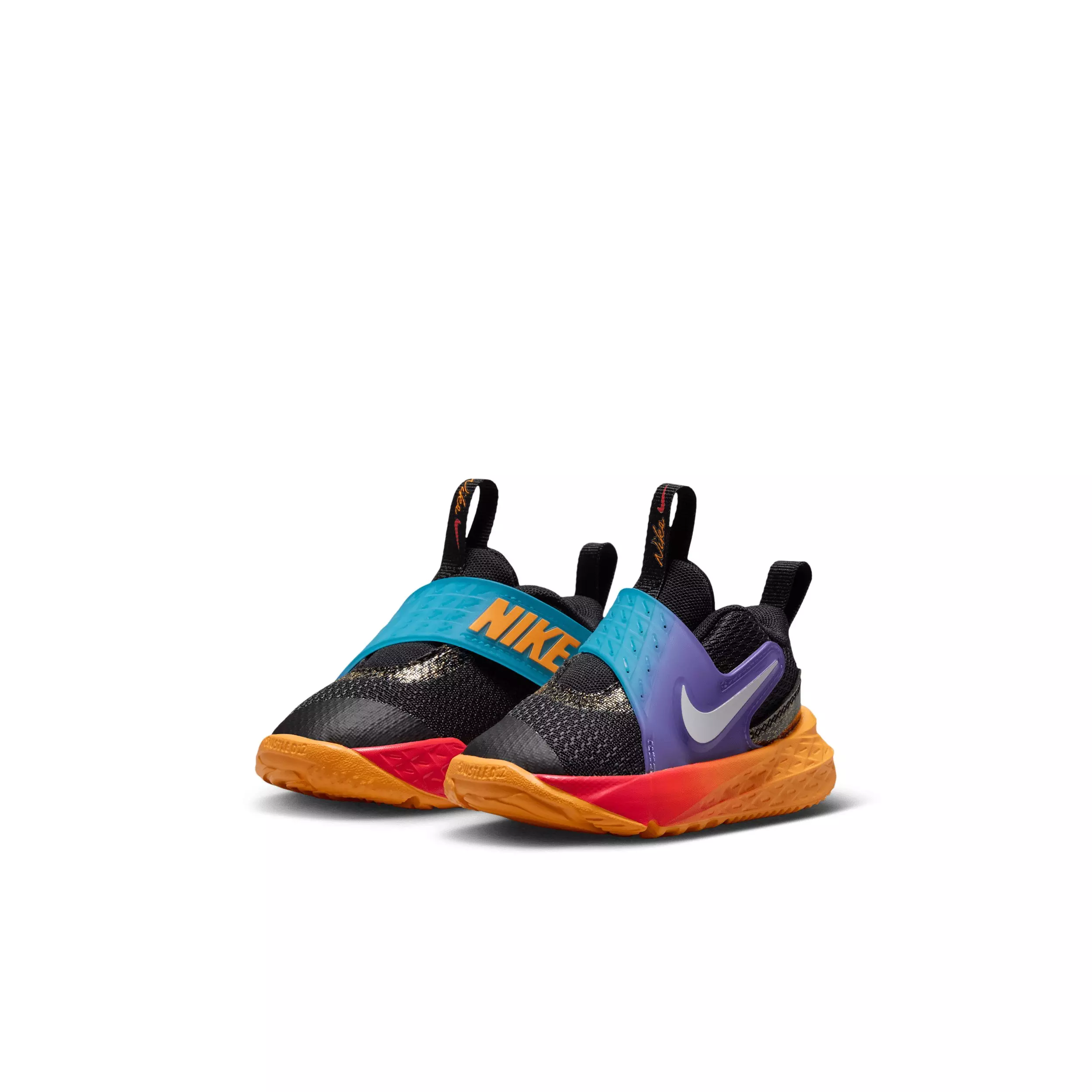 Nike Team Hustle D 12 "Black/Laser Orange/Action Grape/White" Infant Boys' Basketball Shoe - BLACK/ORANGE/GRAPE/WHITE