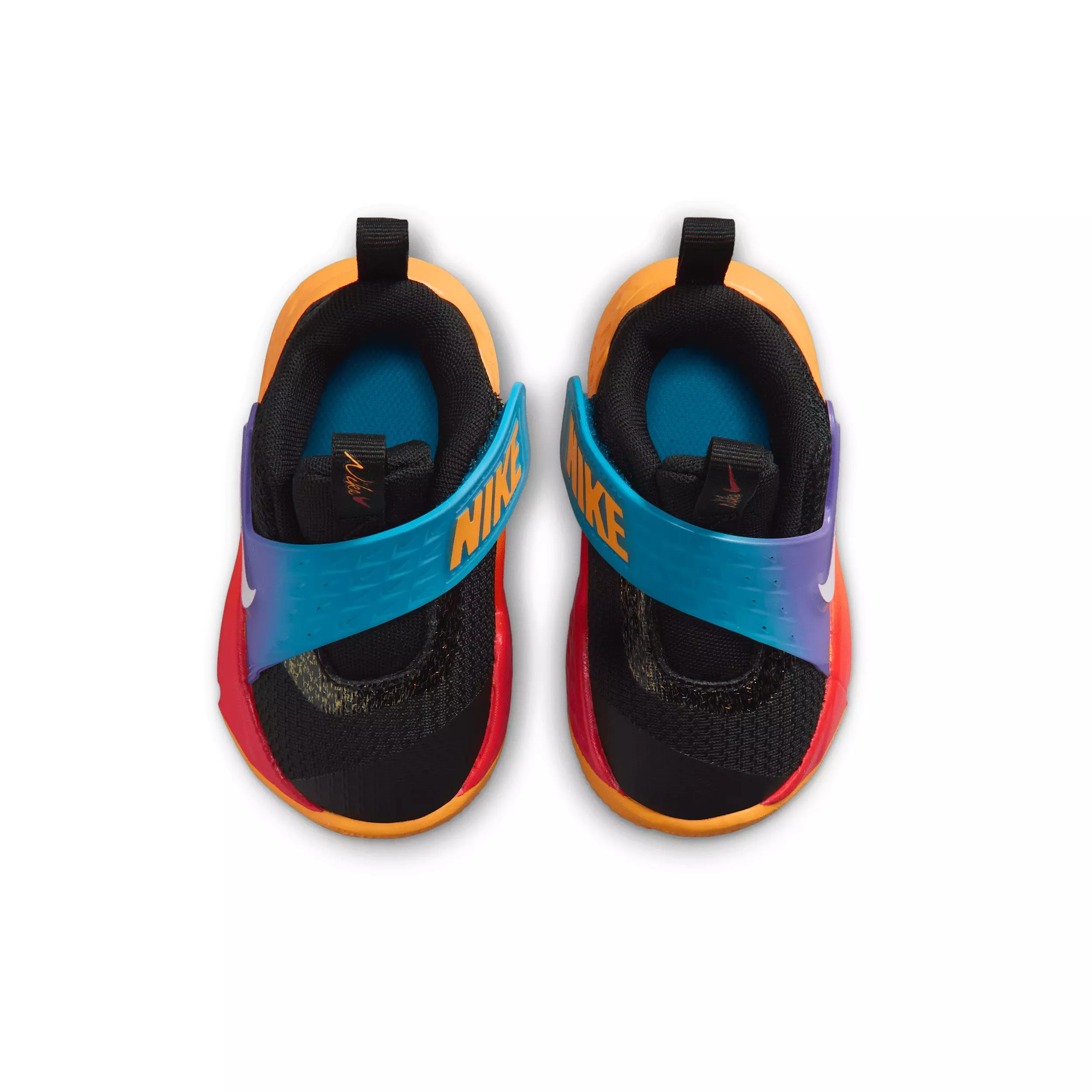 Nike Team Hustle D 12 "Black/Laser Orange/Action Grape/White" Infant Boys' Basketball Shoe - BLACK/ORANGE/GRAPE/WHITE