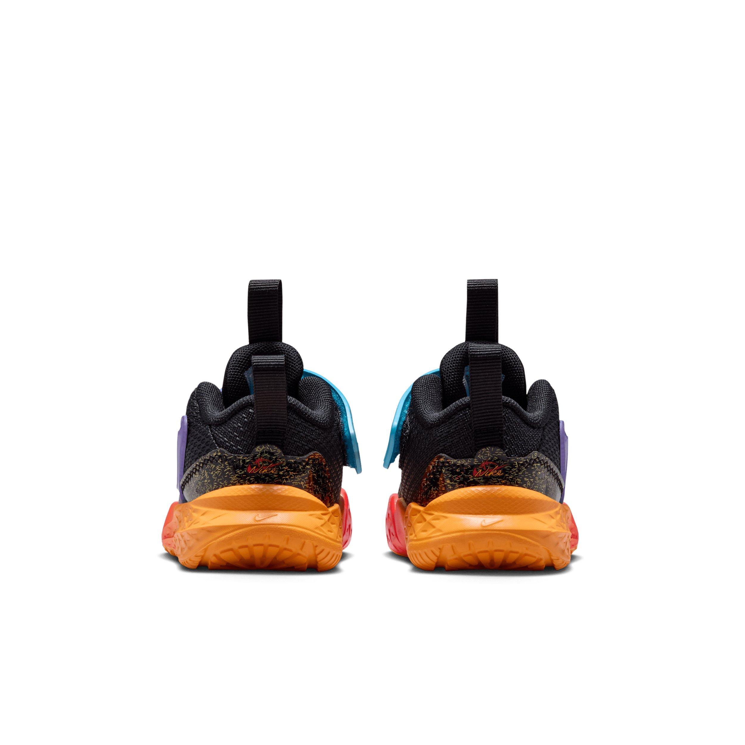 Nike Team Hustle D 12 "Black/Laser Orange/Action Grape/White" Infant Boys' Basketball Shoe - BLACK/ORANGE/GRAPE/WHITE