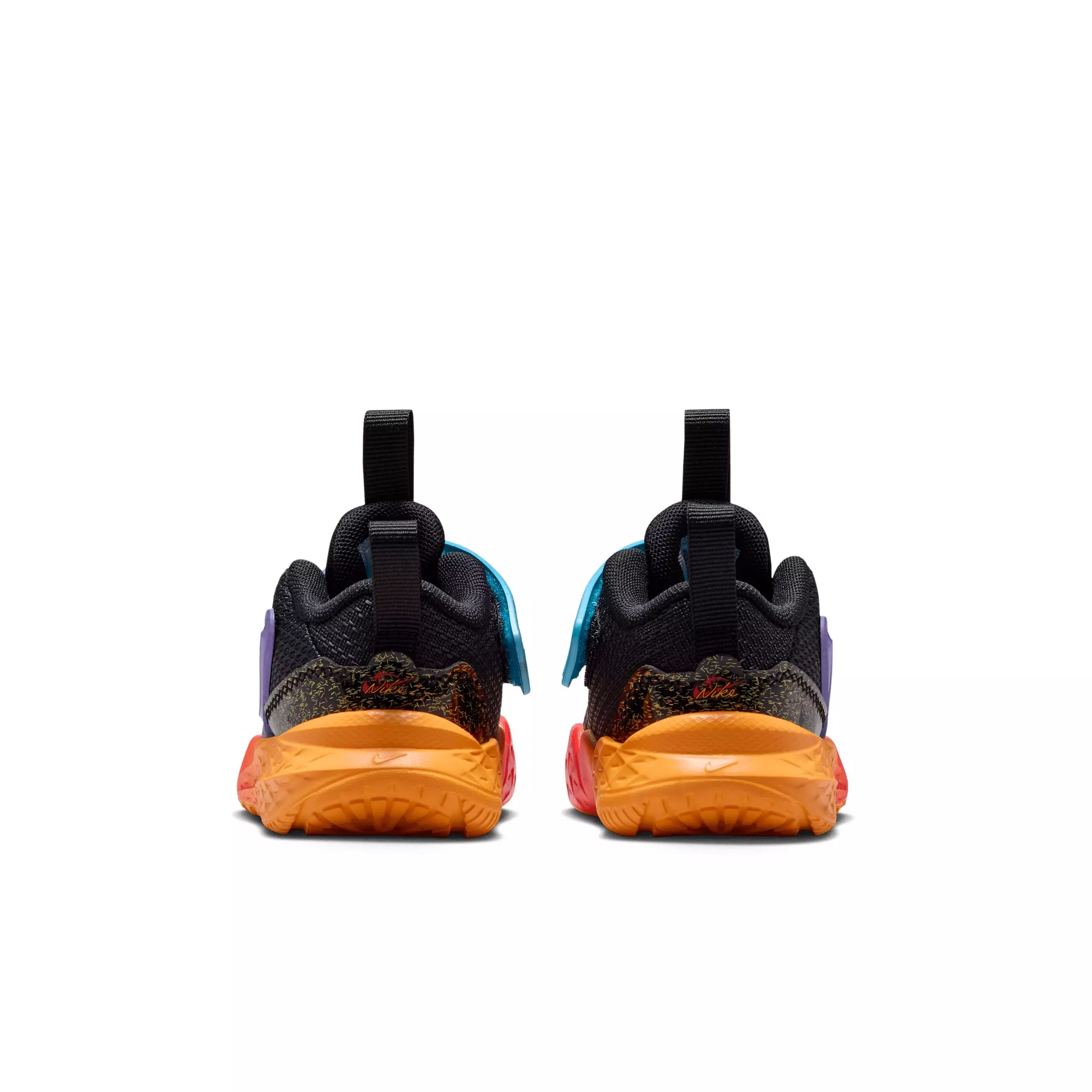 Nike Team Hustle D 12 "Black/Laser Orange/Action Grape/White" Infant Boys' Basketball Shoe - BLACK/ORANGE/GRAPE/WHITE