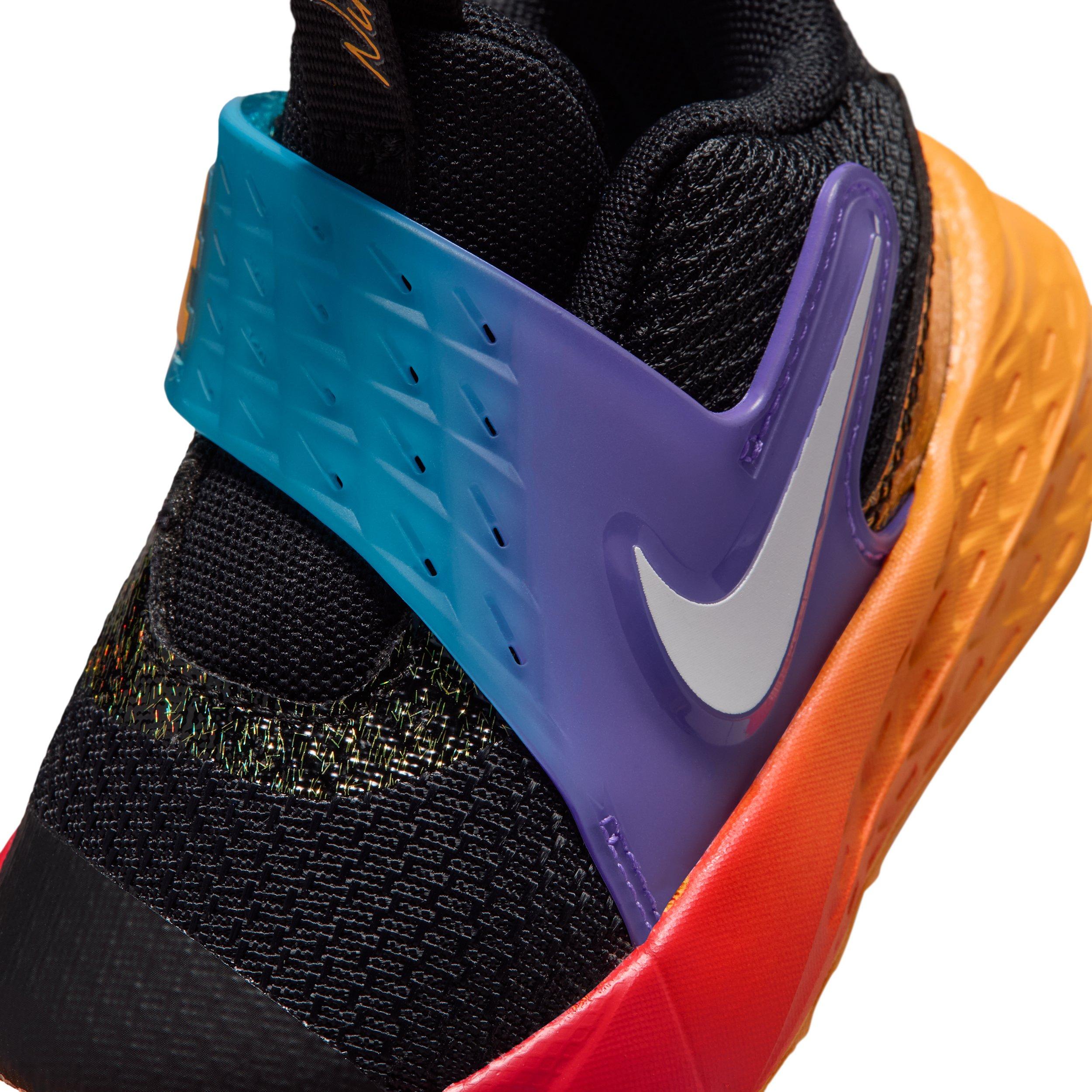 Nike Team Hustle D 12 "Black/Laser Orange/Action Grape/White" Infant Boys' Basketball Shoe - BLACK/ORANGE/GRAPE/WHITE