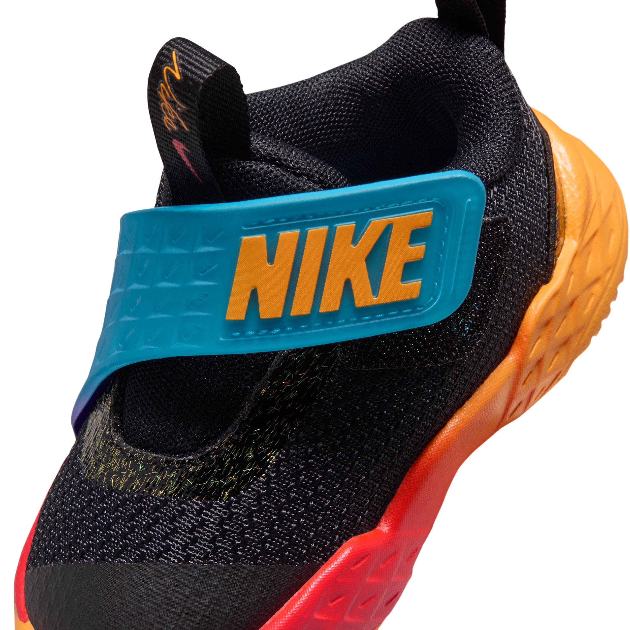 Nike Team Hustle D 12 "Black/Laser Orange/Action Grape/White" Infant Boys' Basketball Shoe - BLACK/ORANGE/GRAPE/WHITE
