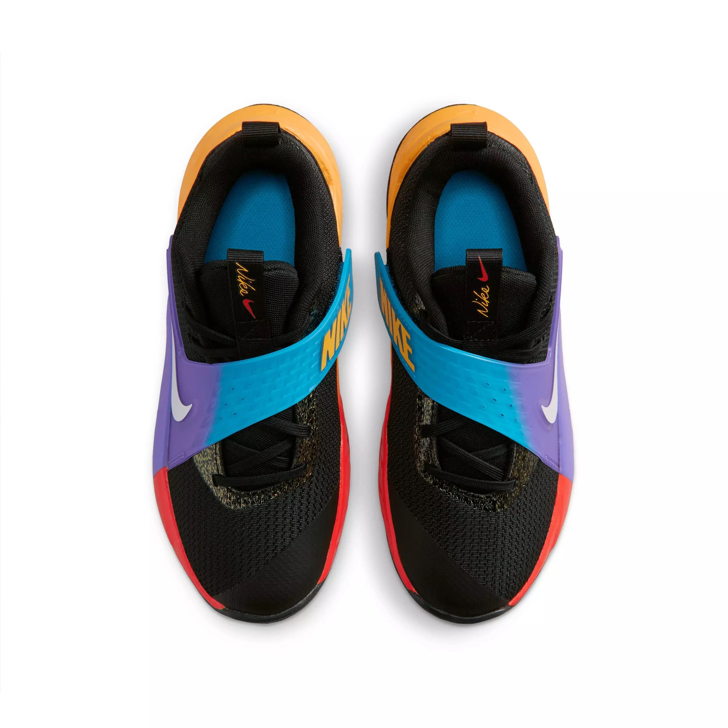 Nike Team Hustle D 12 "Black/Laser Orange/Action Grape/White" Grade School Boys' Basketball Shoe - BLACK/ORANGE/GRAPE/WHITE