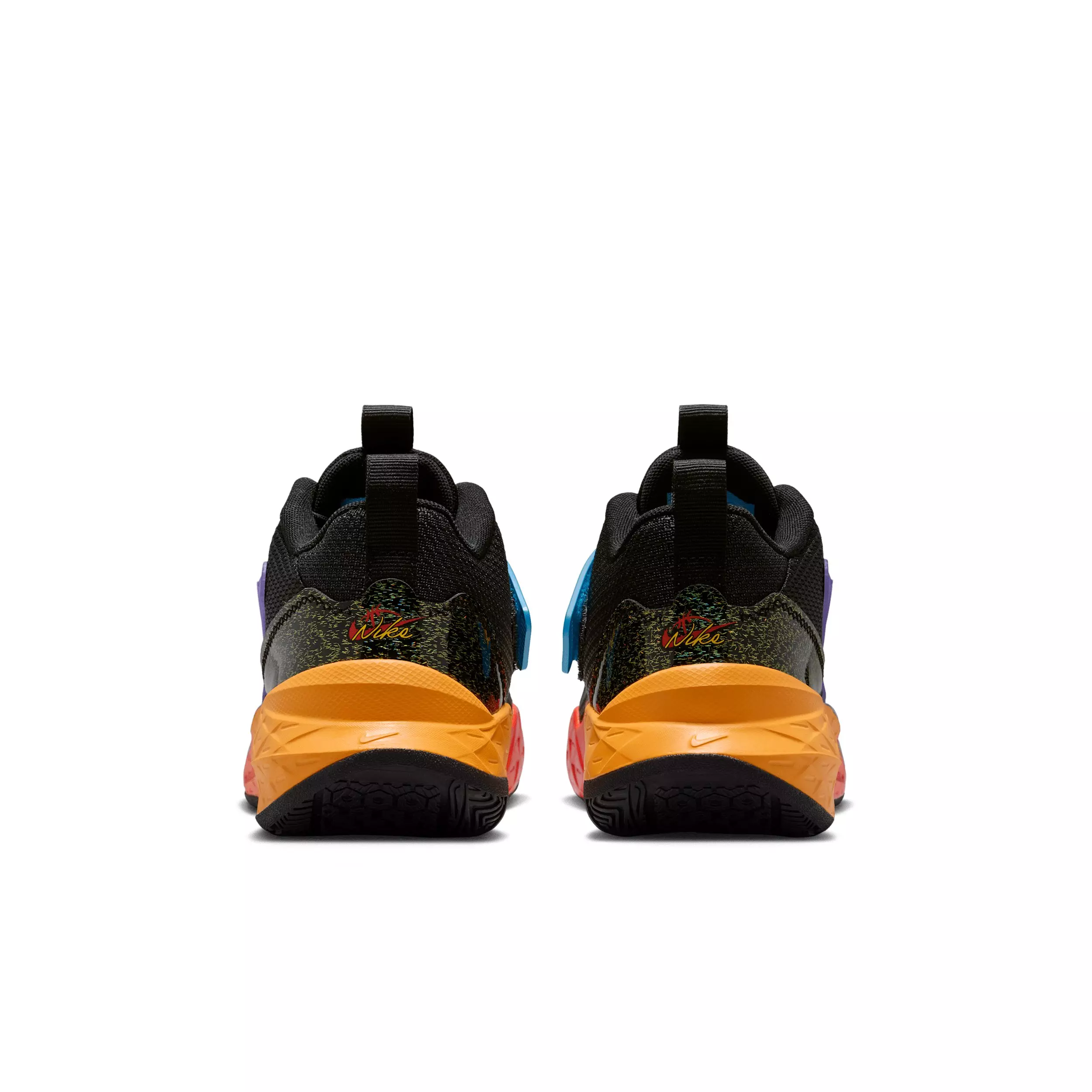 Nike Team Hustle D 12 "Black/Laser Orange/Action Grape/White" Grade School Boys' Basketball Shoe - BLACK/ORANGE/GRAPE/WHITE