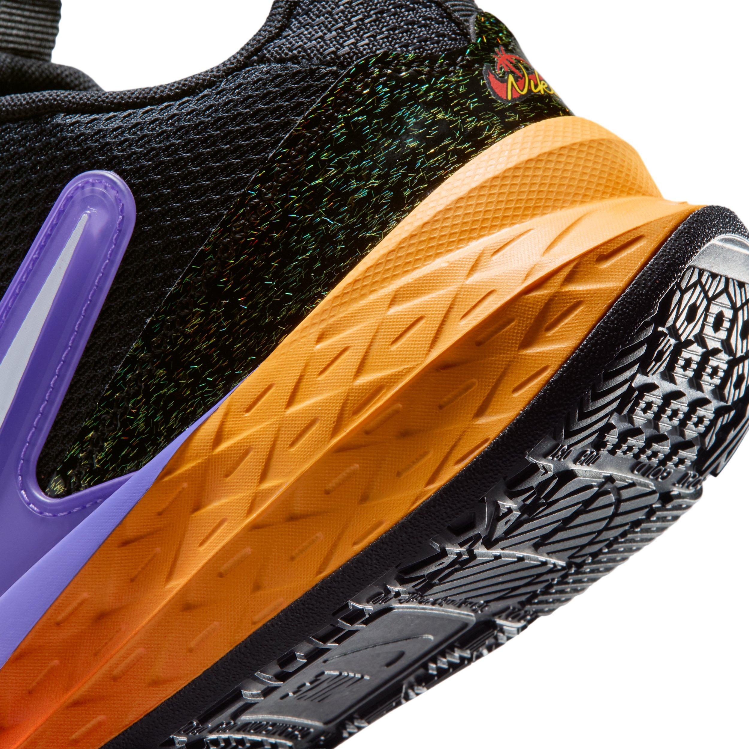 Nike Team Hustle D 12 "Black/Laser Orange/Action Grape/White" Grade School Boys' Basketball Shoe - BLACK/ORANGE/GRAPE/WHITE
