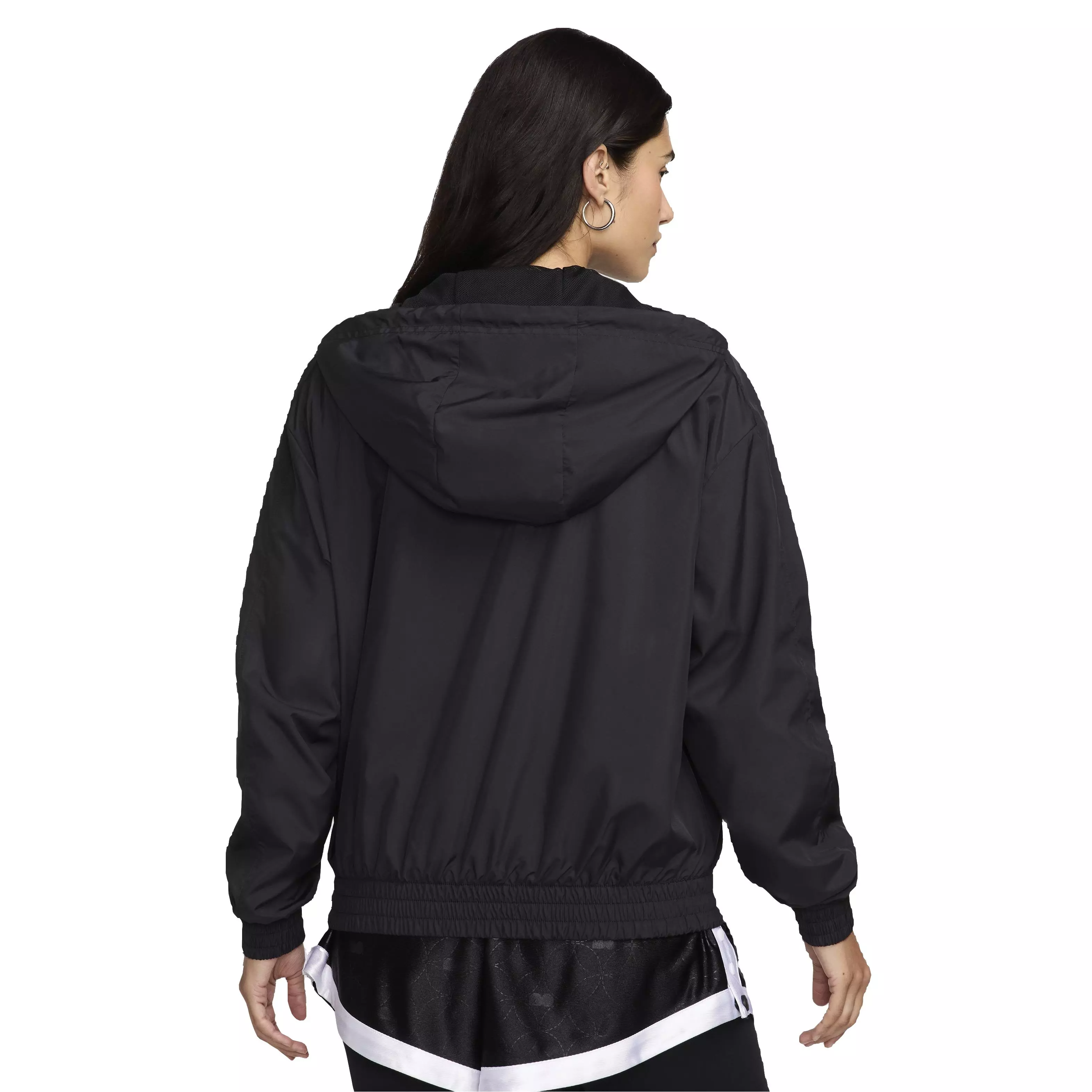 Nike Women's Sportswear Classic Wovens Loose UV Hooded Jacket - BLACK