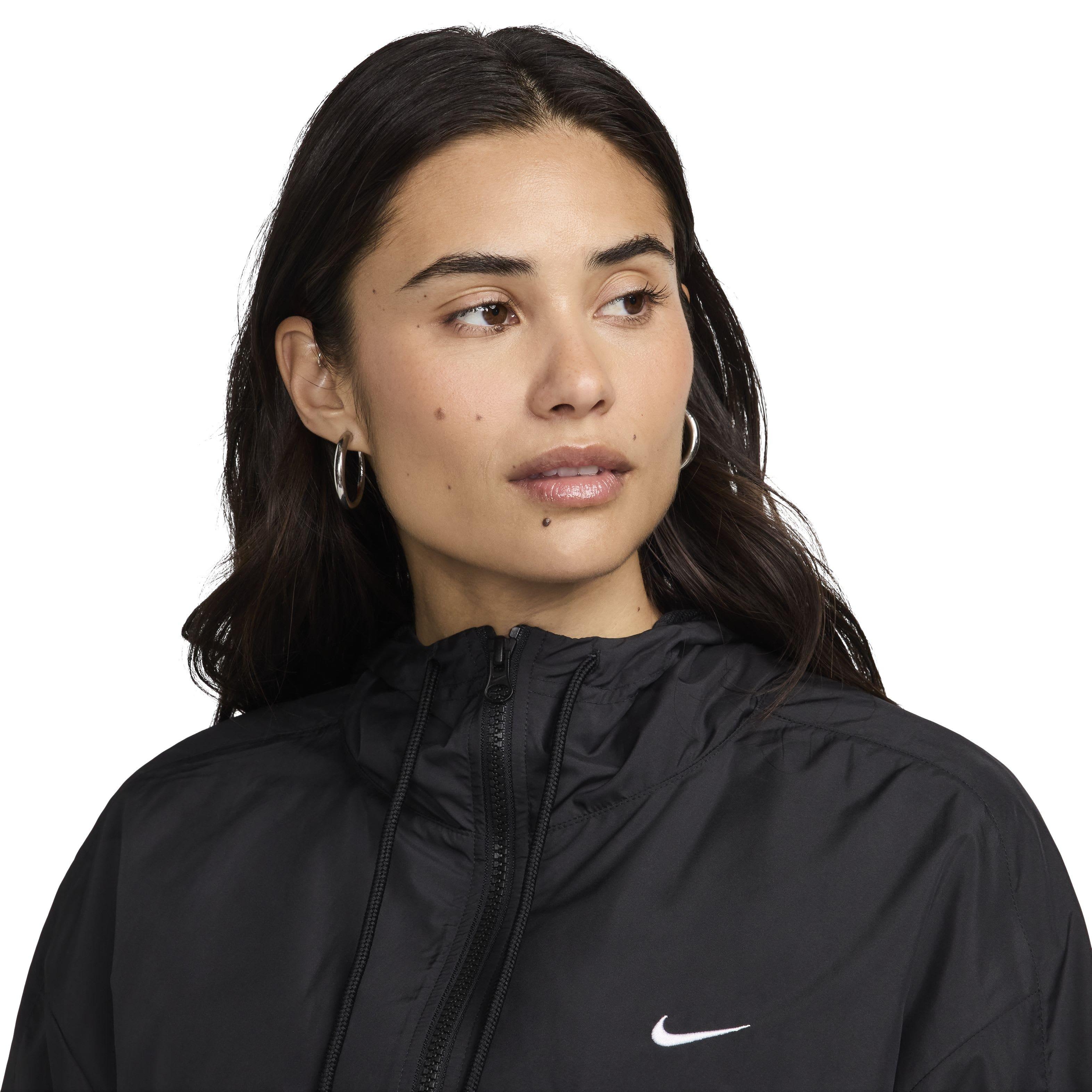 Nike Women's Sportswear Classic Wovens Loose UV Hooded Jacket - BLACK Thumbnail View 3