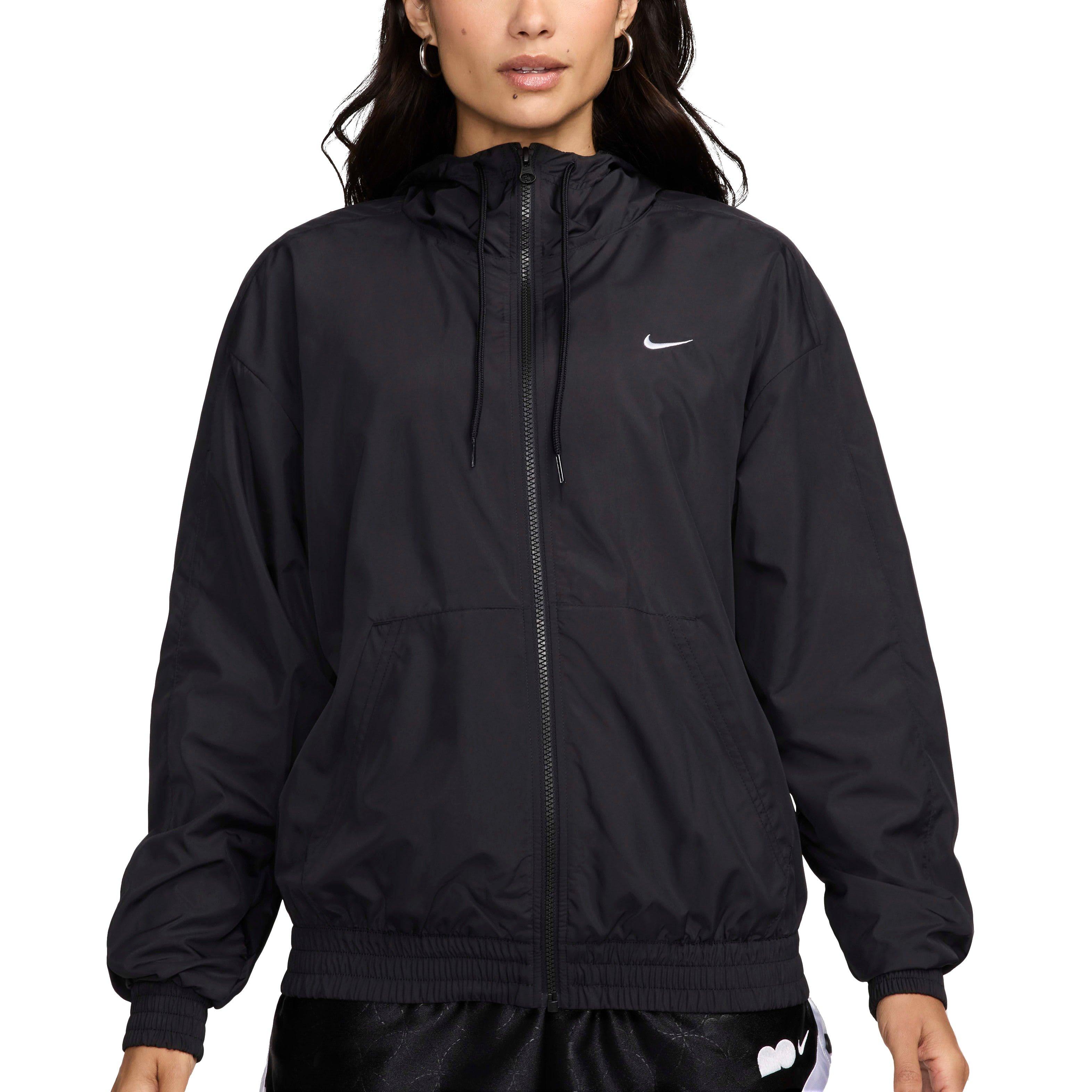 Nike Women's Sportswear Classic Wovens Loose UV Hooded Jacket - BLACK Thumbnail View 4